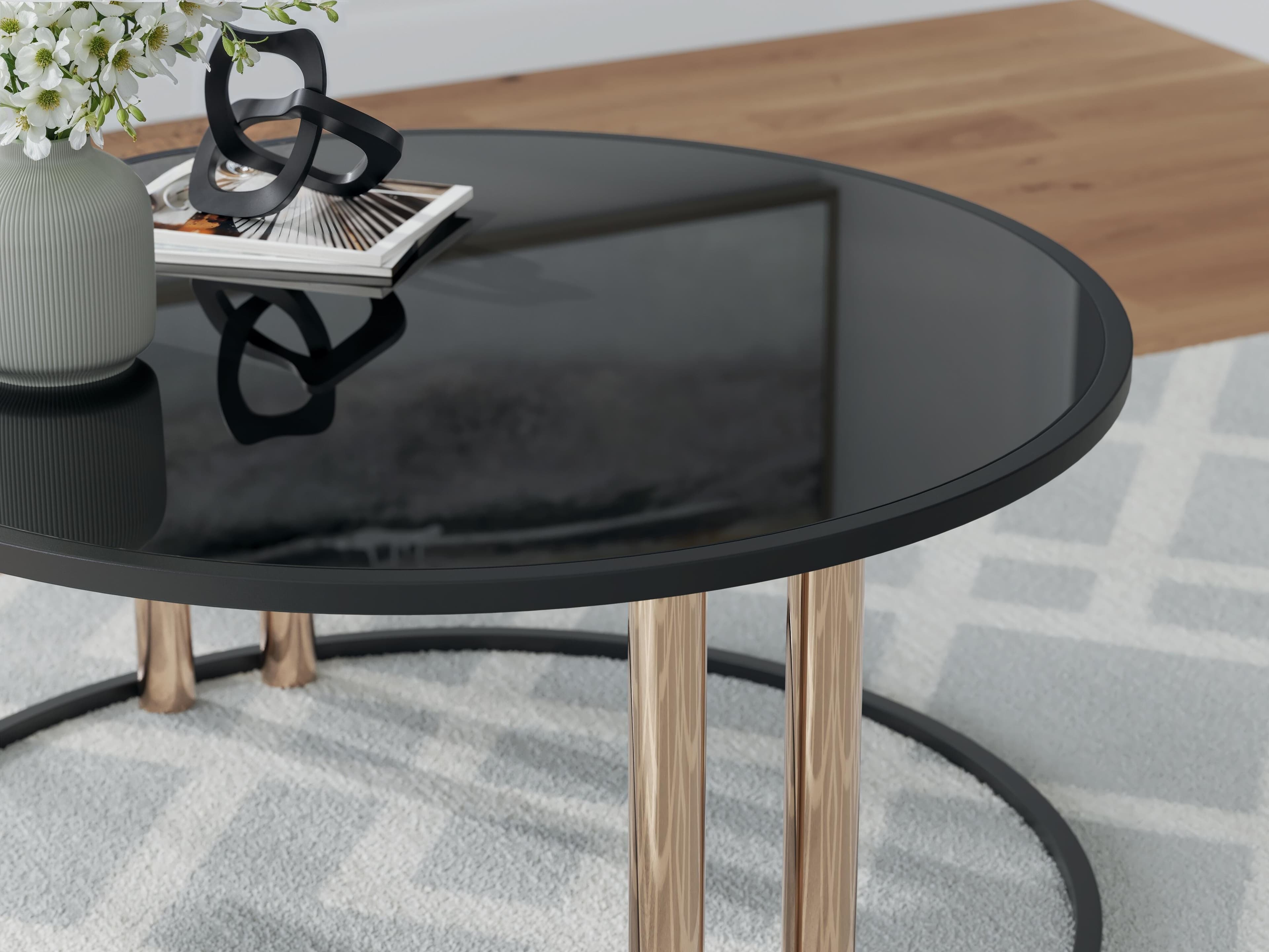 Hannerly Table (Set of 3) — Metallic & Black/Gray — view 4