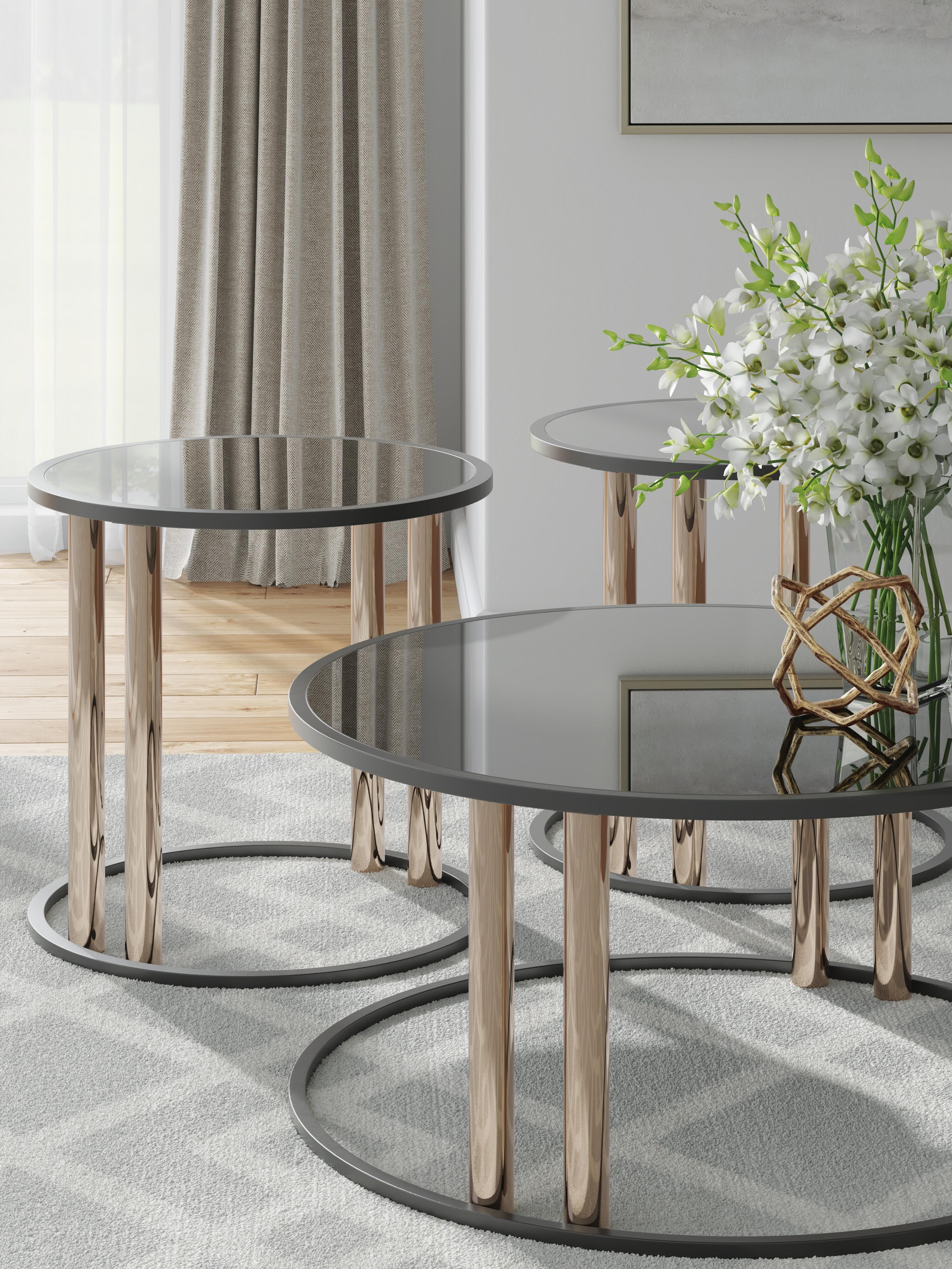 Hannerly Table (Set of 3) — Metallic & Black/Gray — view 6