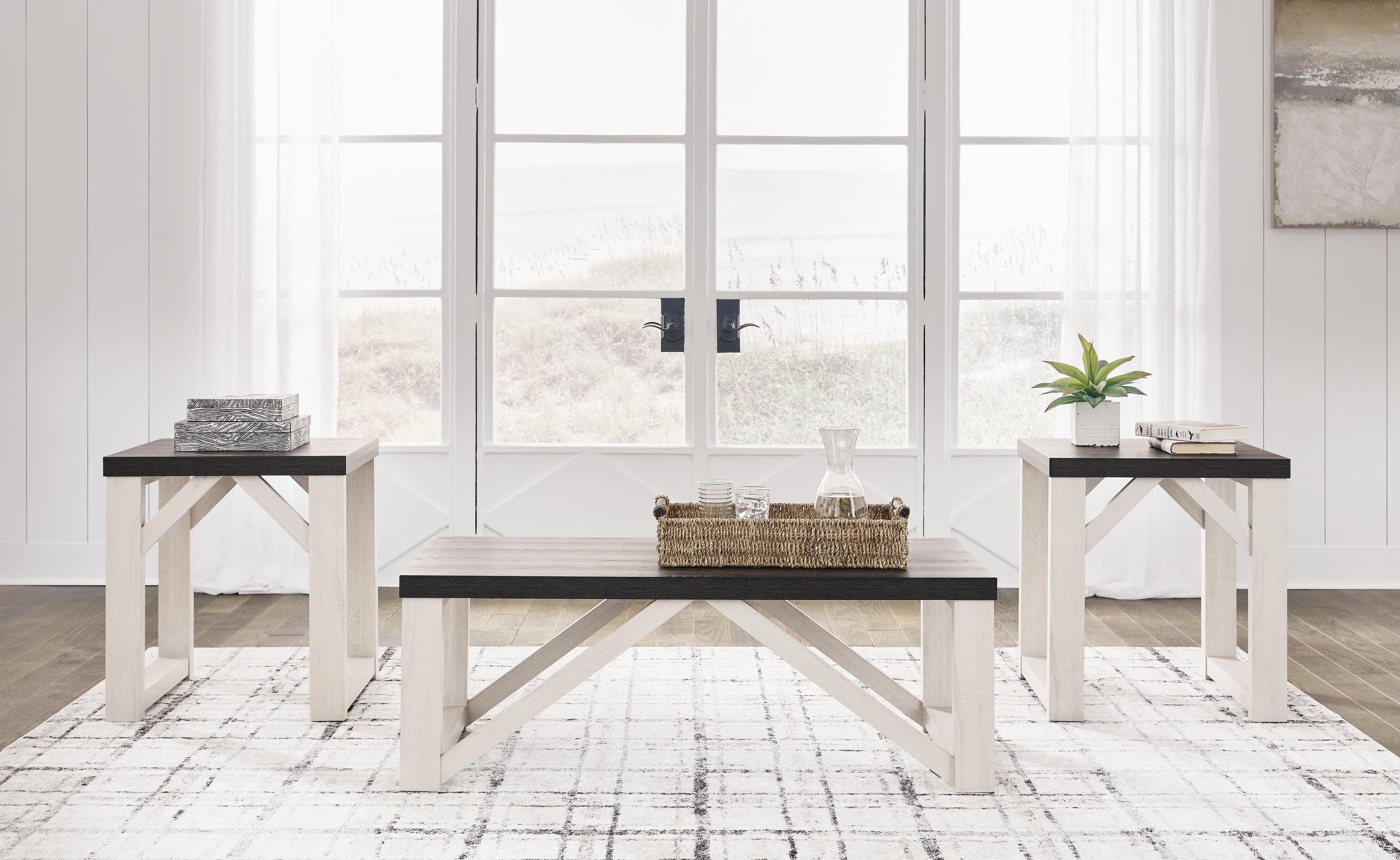 Dorrinson Table (Set of 3) — White & Black/Gray — view 2