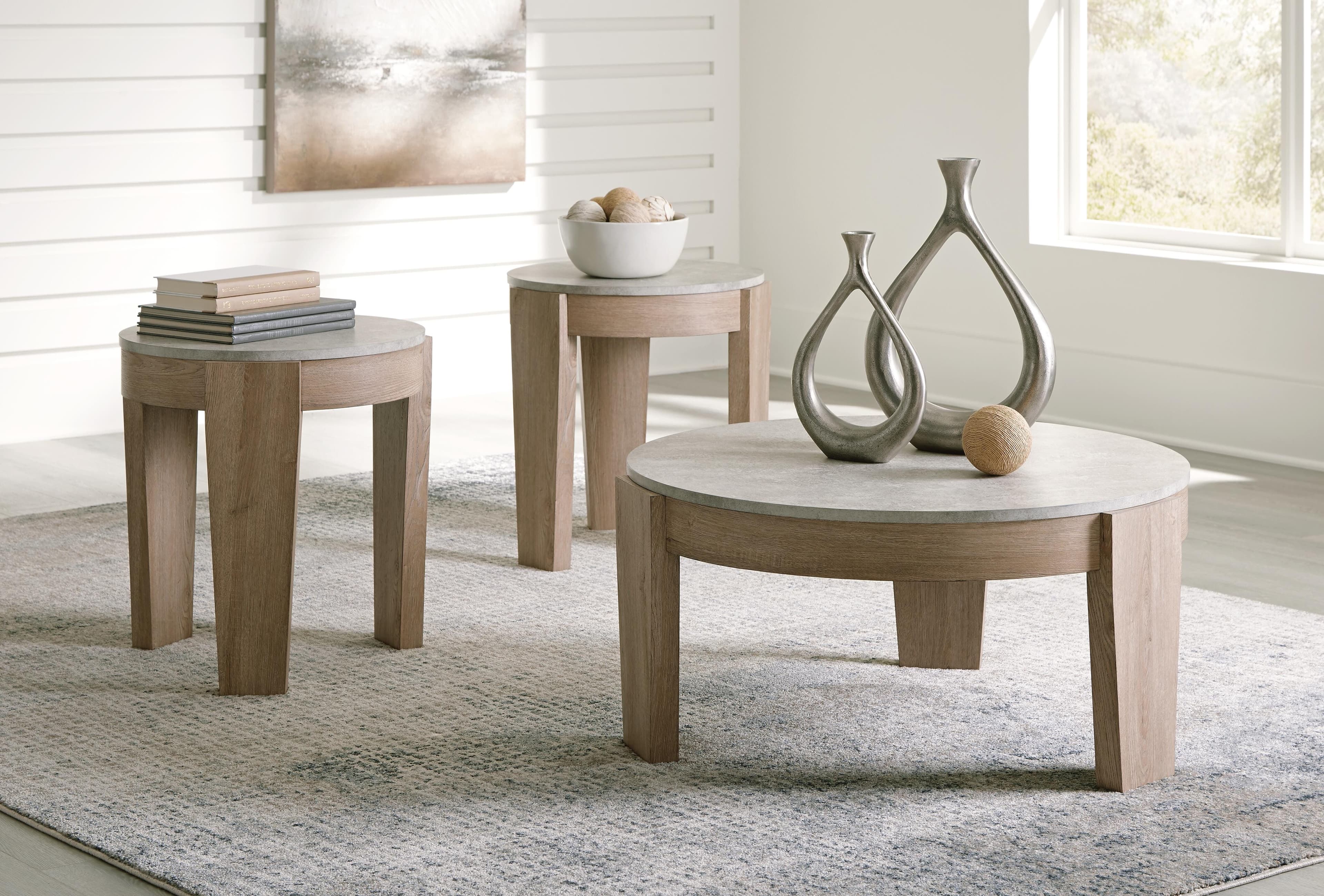 Guystone Table (Set of 3) — Black/Gray & Brown/Beige — view 2