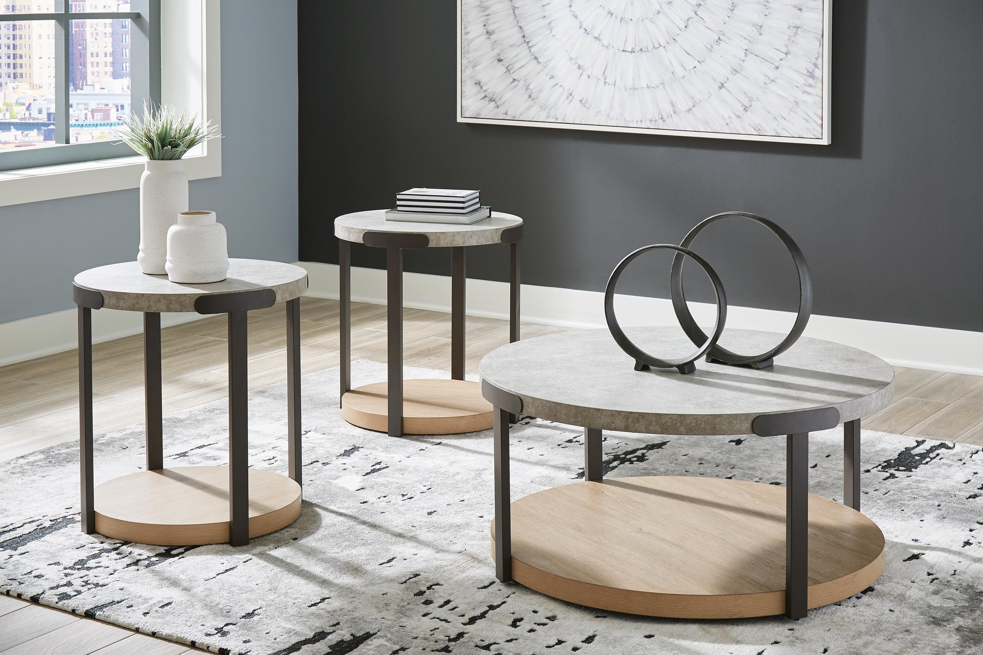 Darthurst Table (Set of 3) — Black/Gray & Brown/Beige — view 2