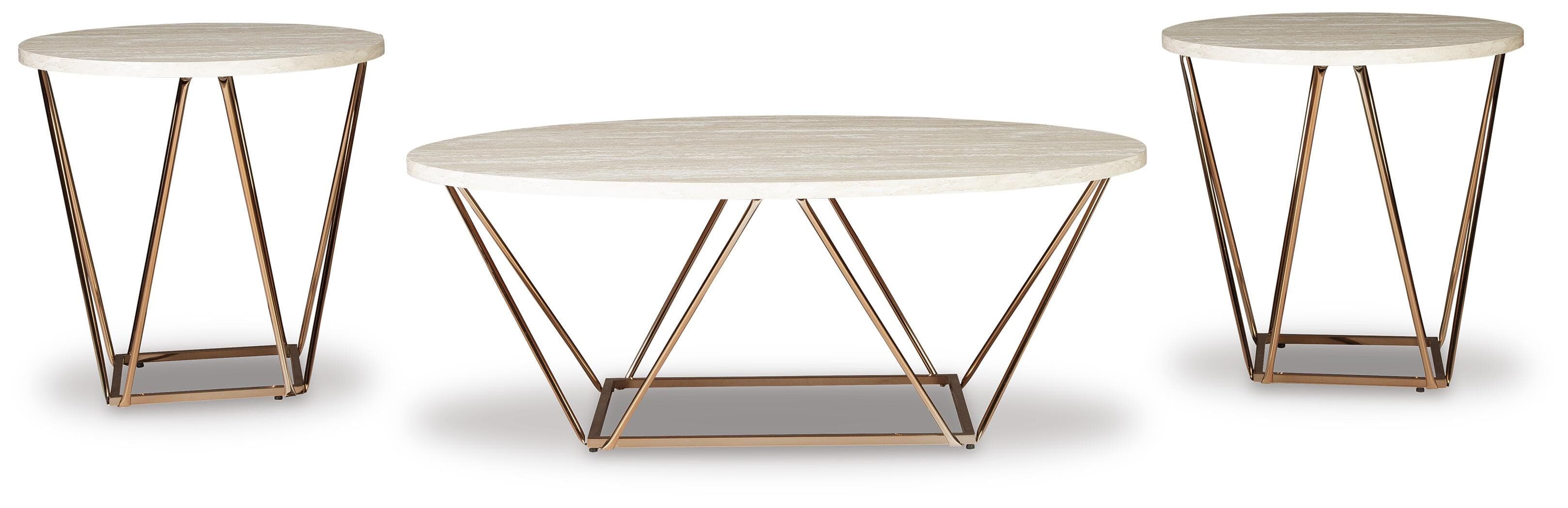 Tarica Table (Set of 3) — White, Metallic & Yellow — view 3