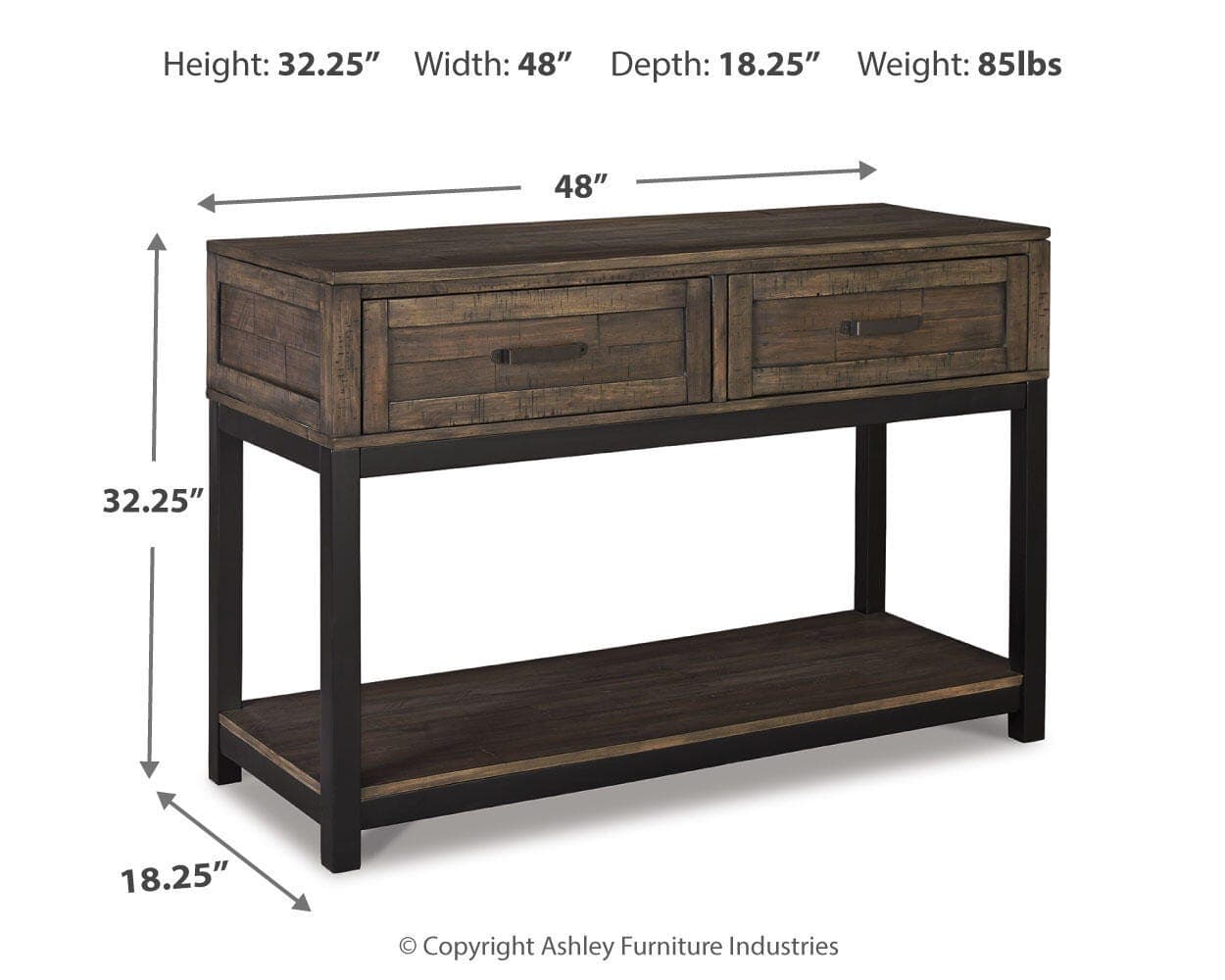 Johurst Sofa/Console Table — Black/Gray & Brown/Beige — view 4