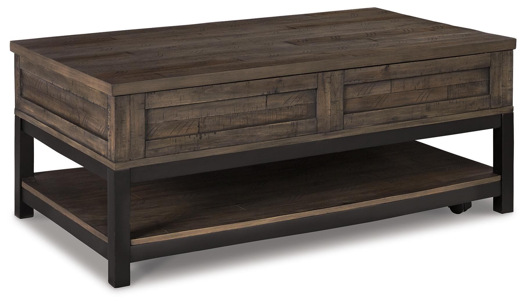 Johurst Coffee Table with Lift Top — Black/Gray & Brown/Beige — view 6