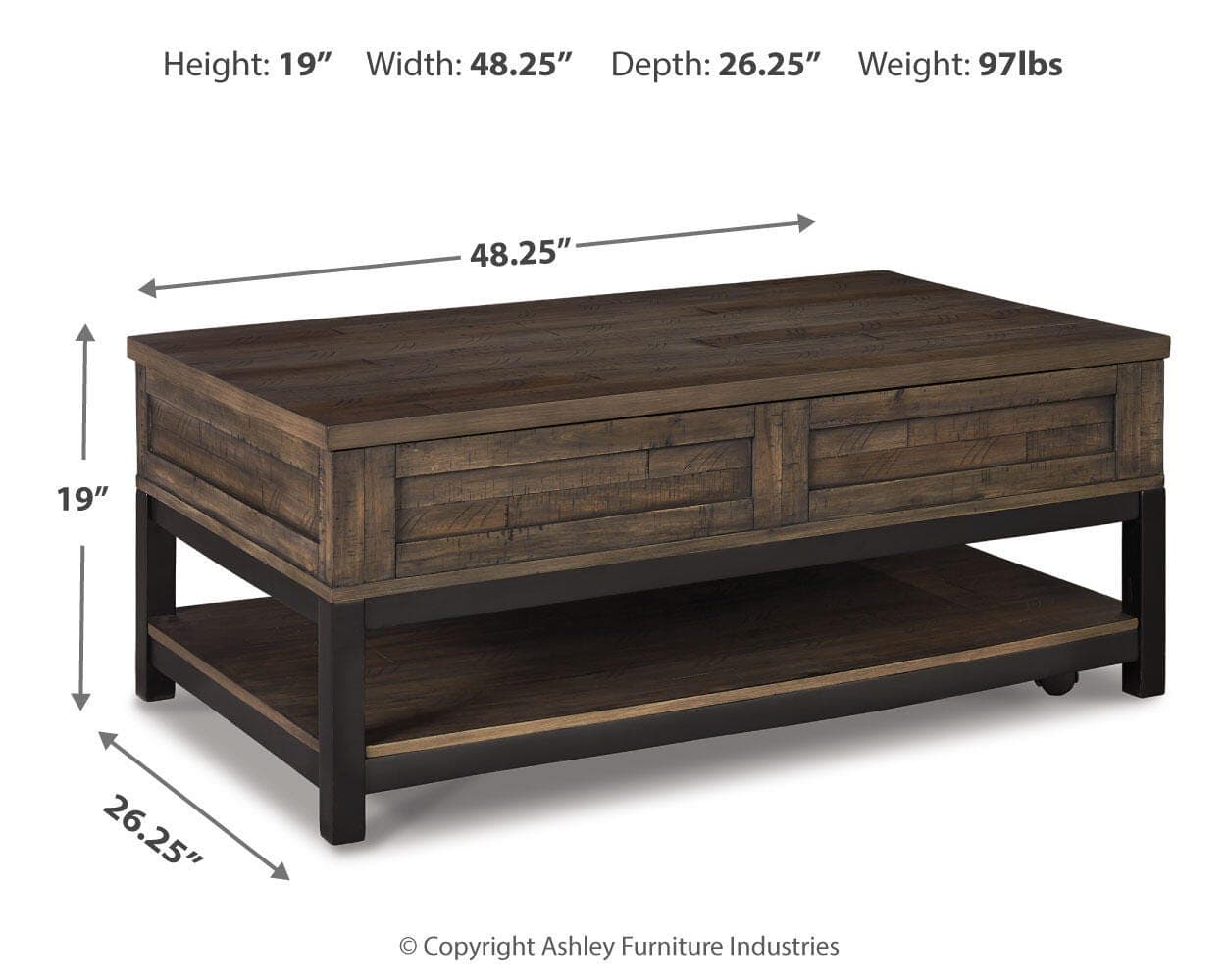 Johurst Coffee Table with Lift Top — Black/Gray & Brown/Beige — view 4