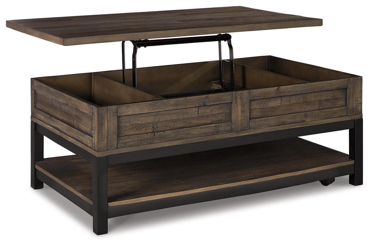 Johurst Coffee Table with Lift Top — Black/Gray & Brown/Beige — view 5