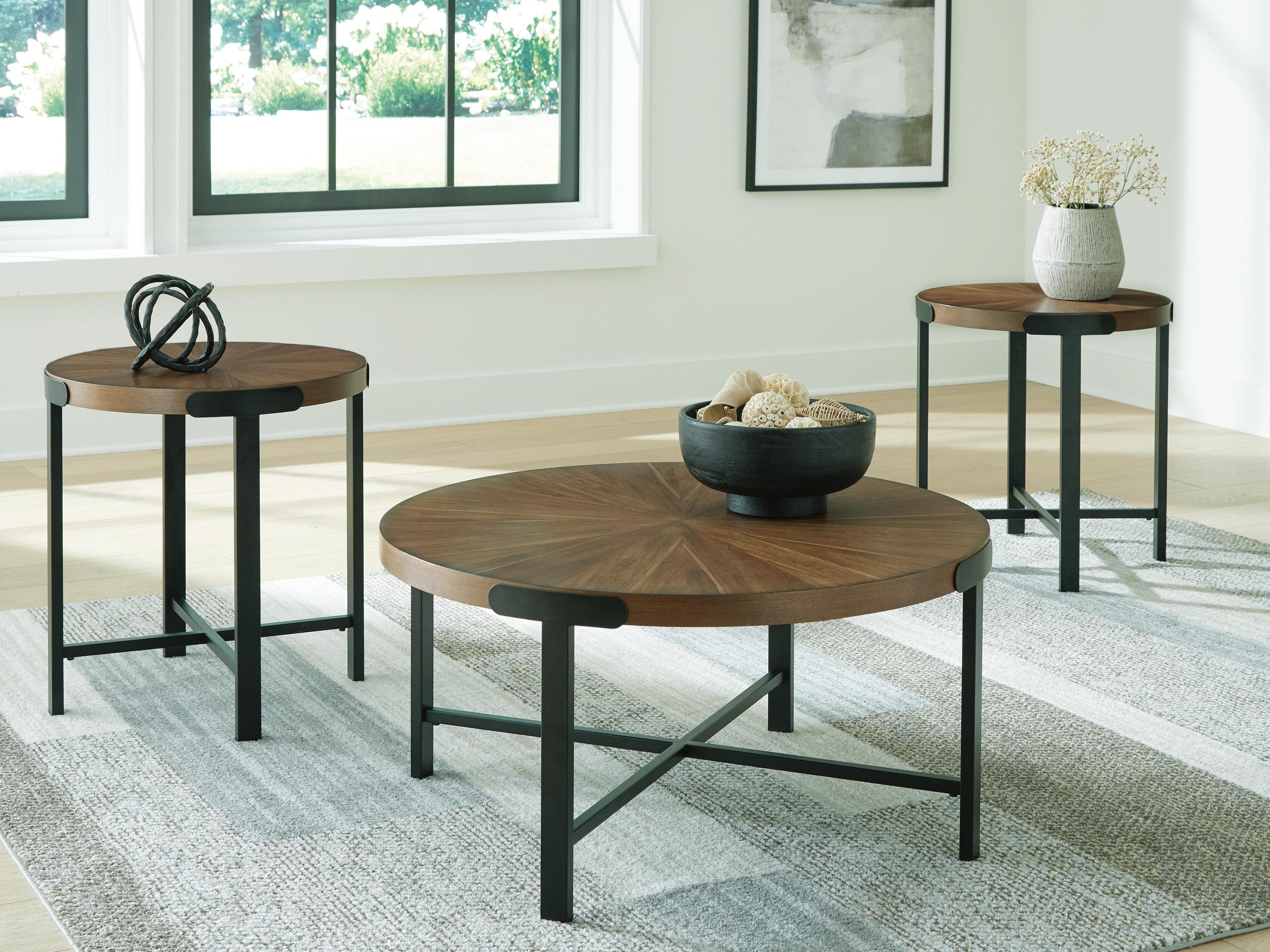 Crosstrail Table (Set of 3) — Brown/Beige — view 2