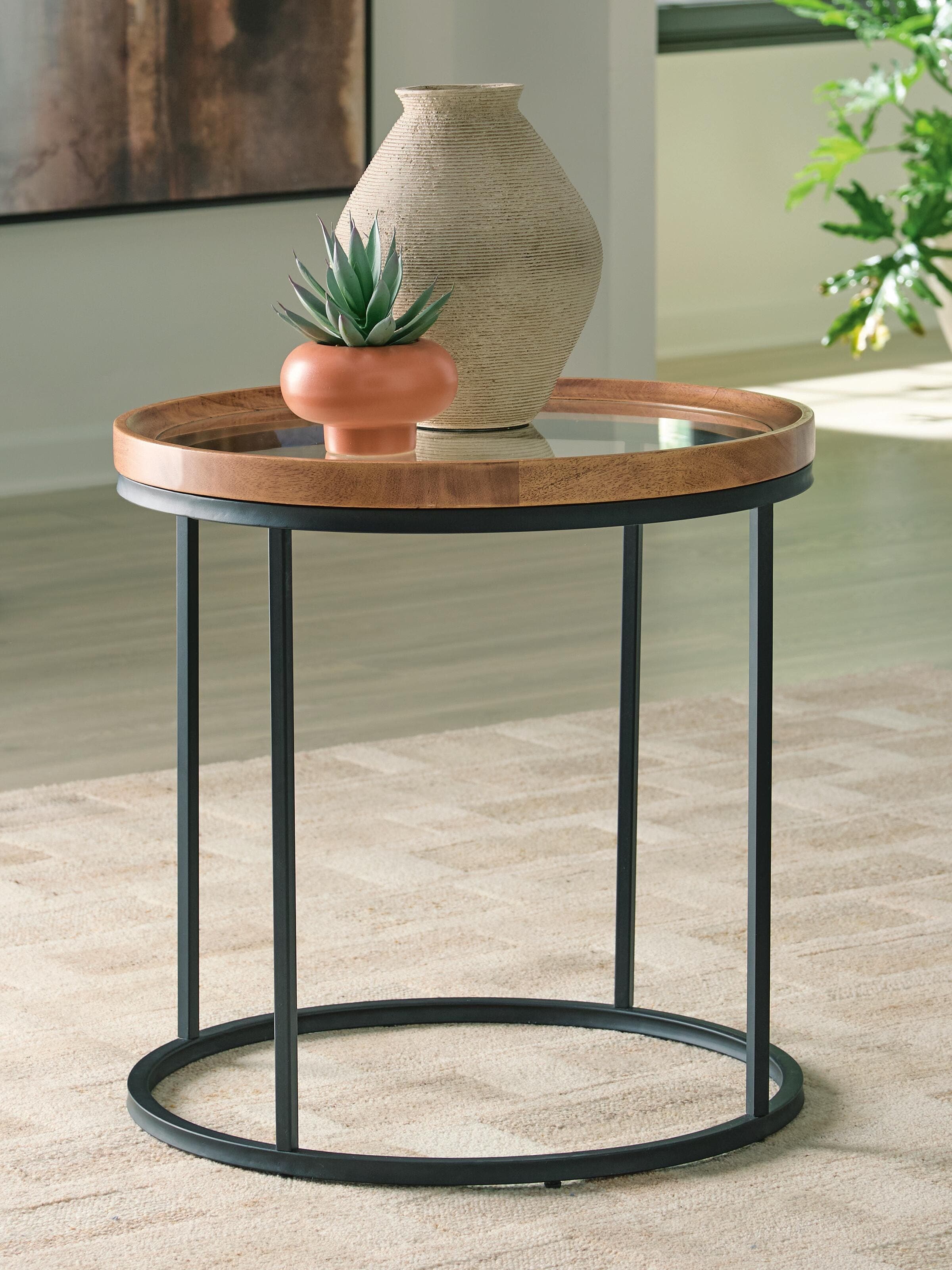Noraluna End Table — Black/Gray & Brown/Beige — view 2