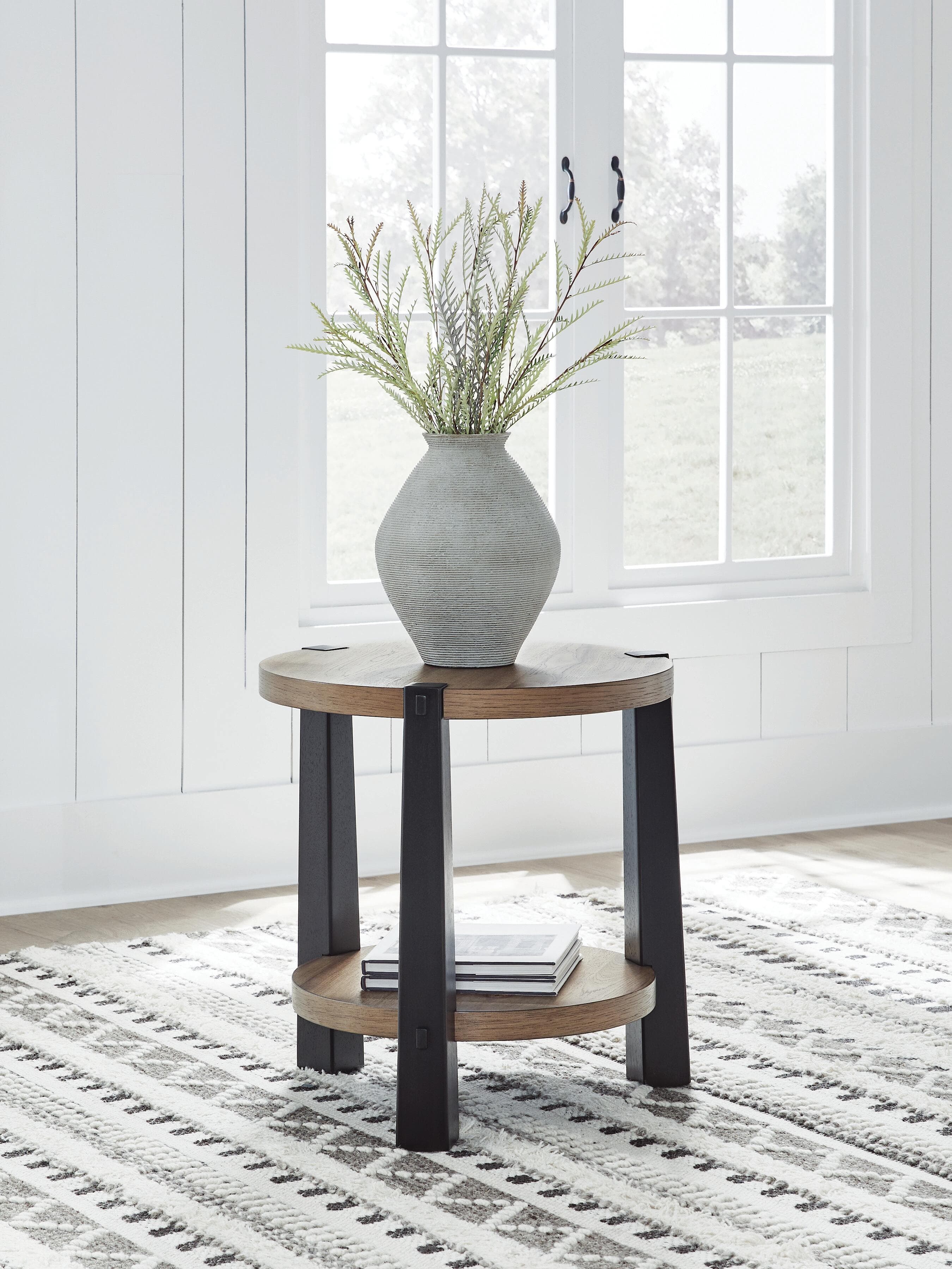 Ridgester End Table — Black/Gray & Brown/Beige — view 2