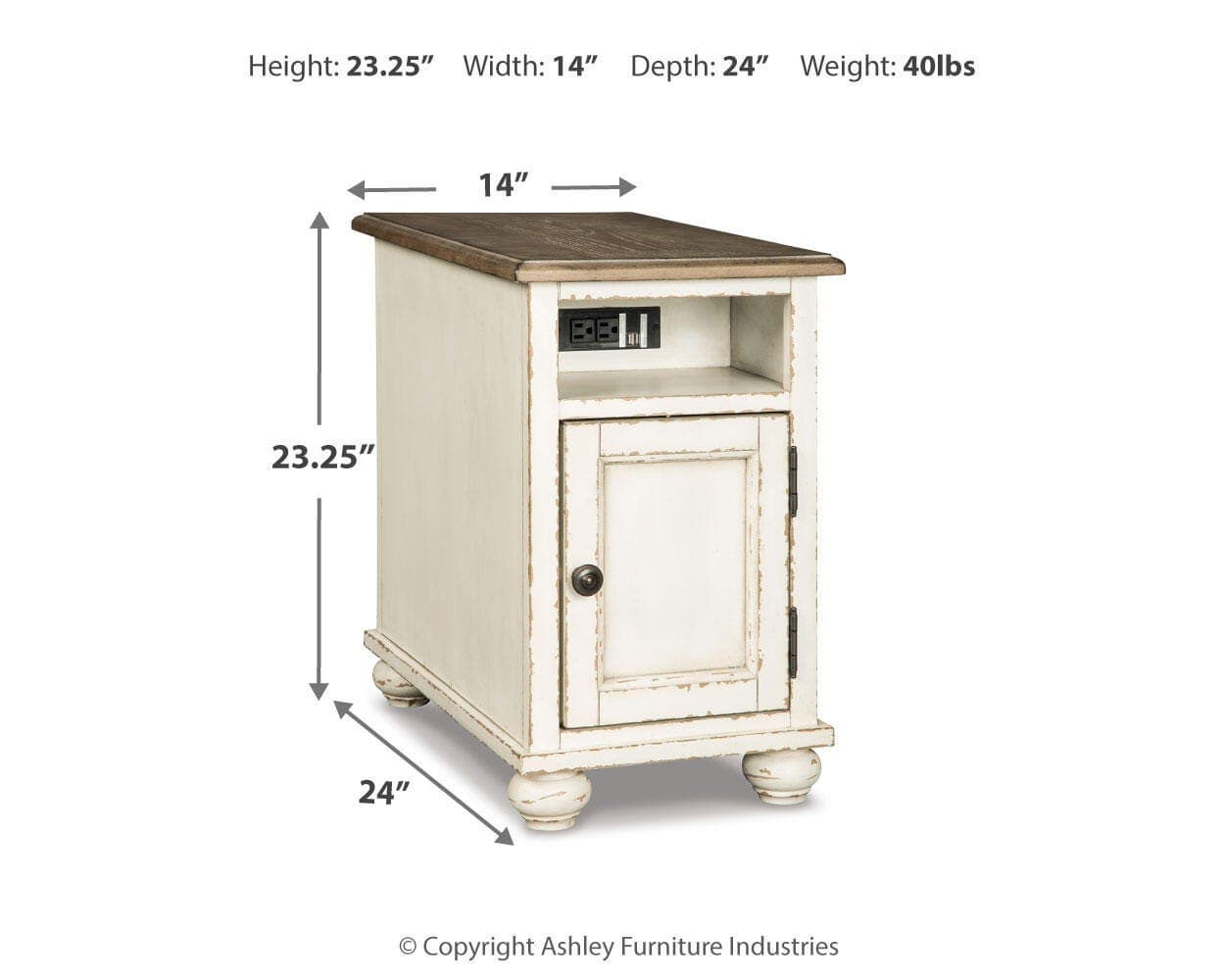 Realyn Chairside End Table — White & Brown/Beige — view 4