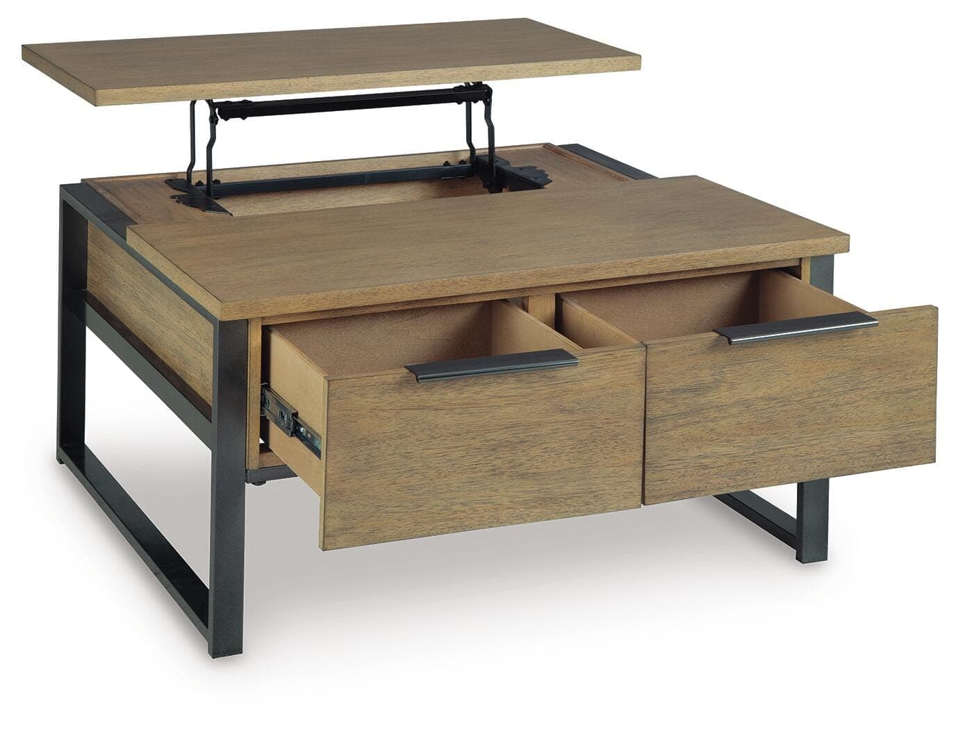 Montia Lift-Top Coffee Table — Black/Gray & Brown/Beige — view 3