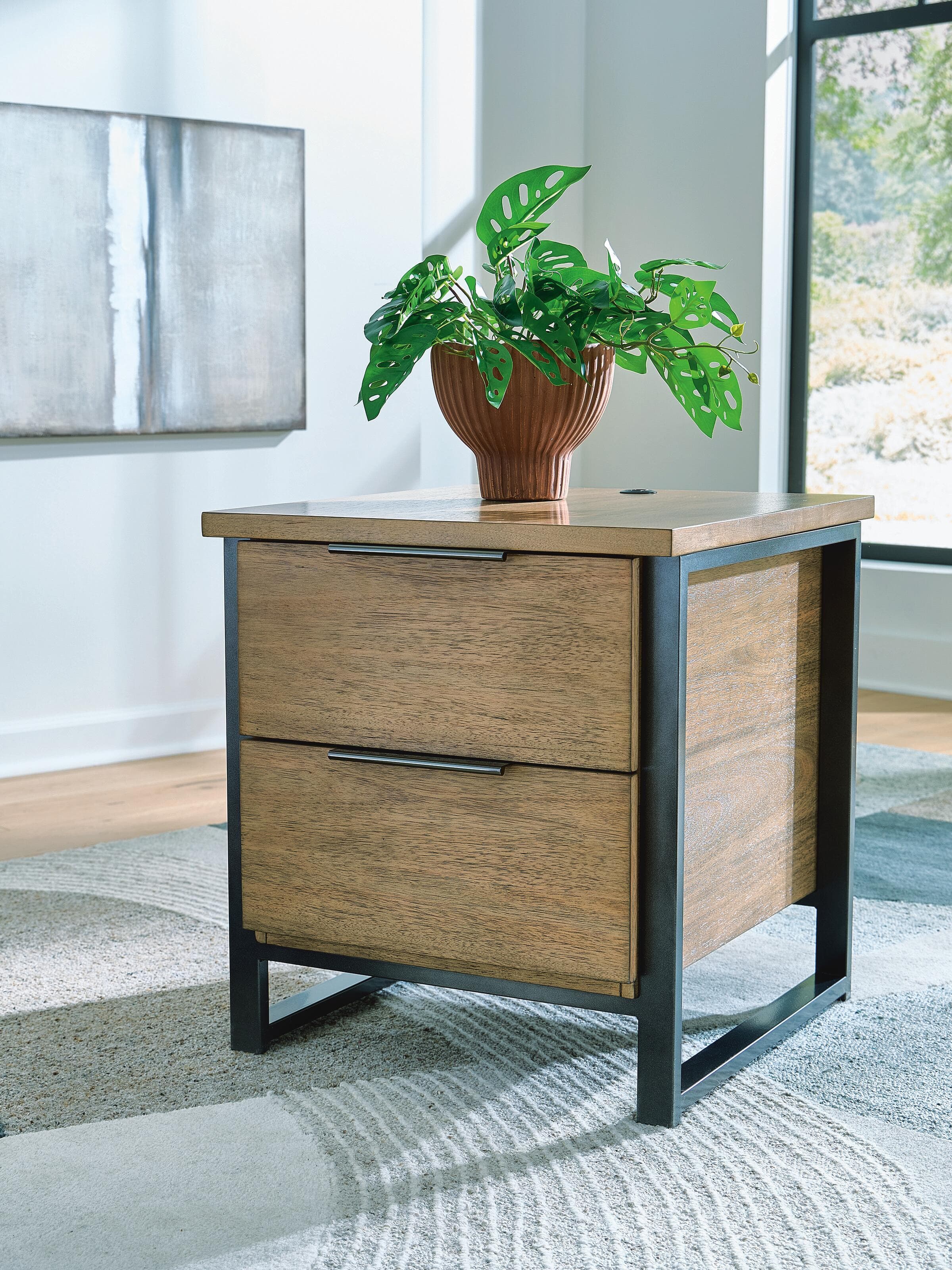 Montia End Table — Black/Gray & Brown/Beige — view 2