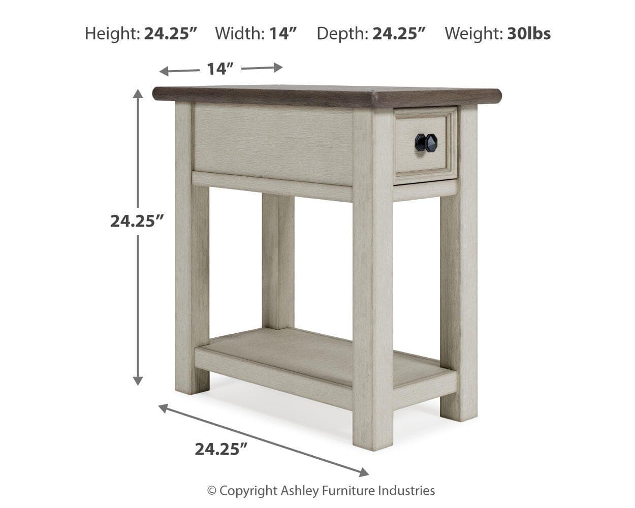 Bolanburg Chairside End Table — White & Brown/Beige — view 4