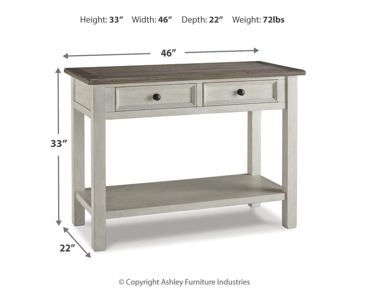 Bolanburg Sofa/Console Table — White & Brown/Beige — view 3