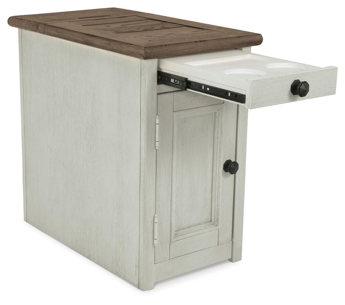 Bolanburg Chairside End Table with USB Ports & Outlets — White & Brown/Beige — view 5