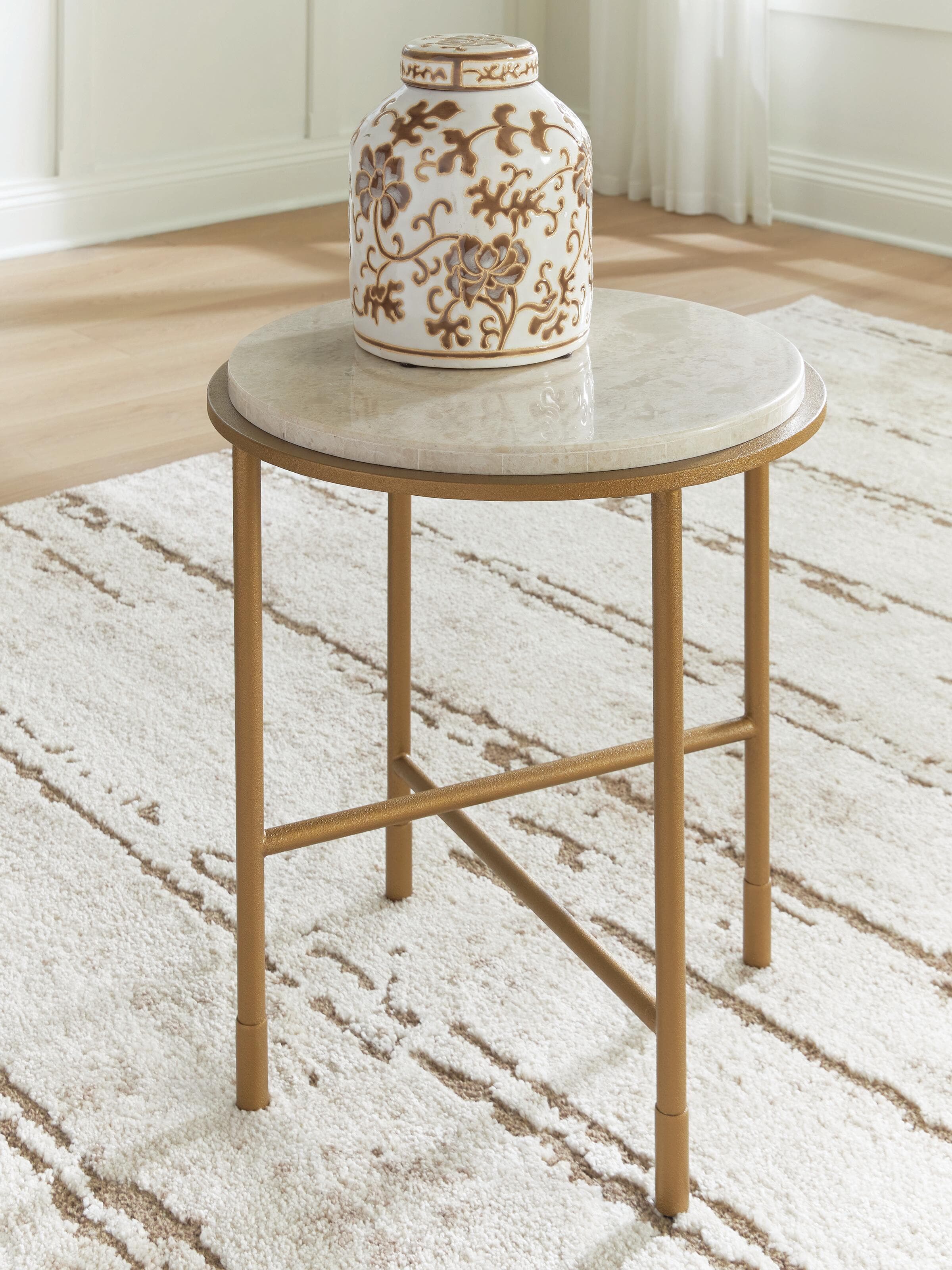 Alben End Table — White & Metallic — view 2