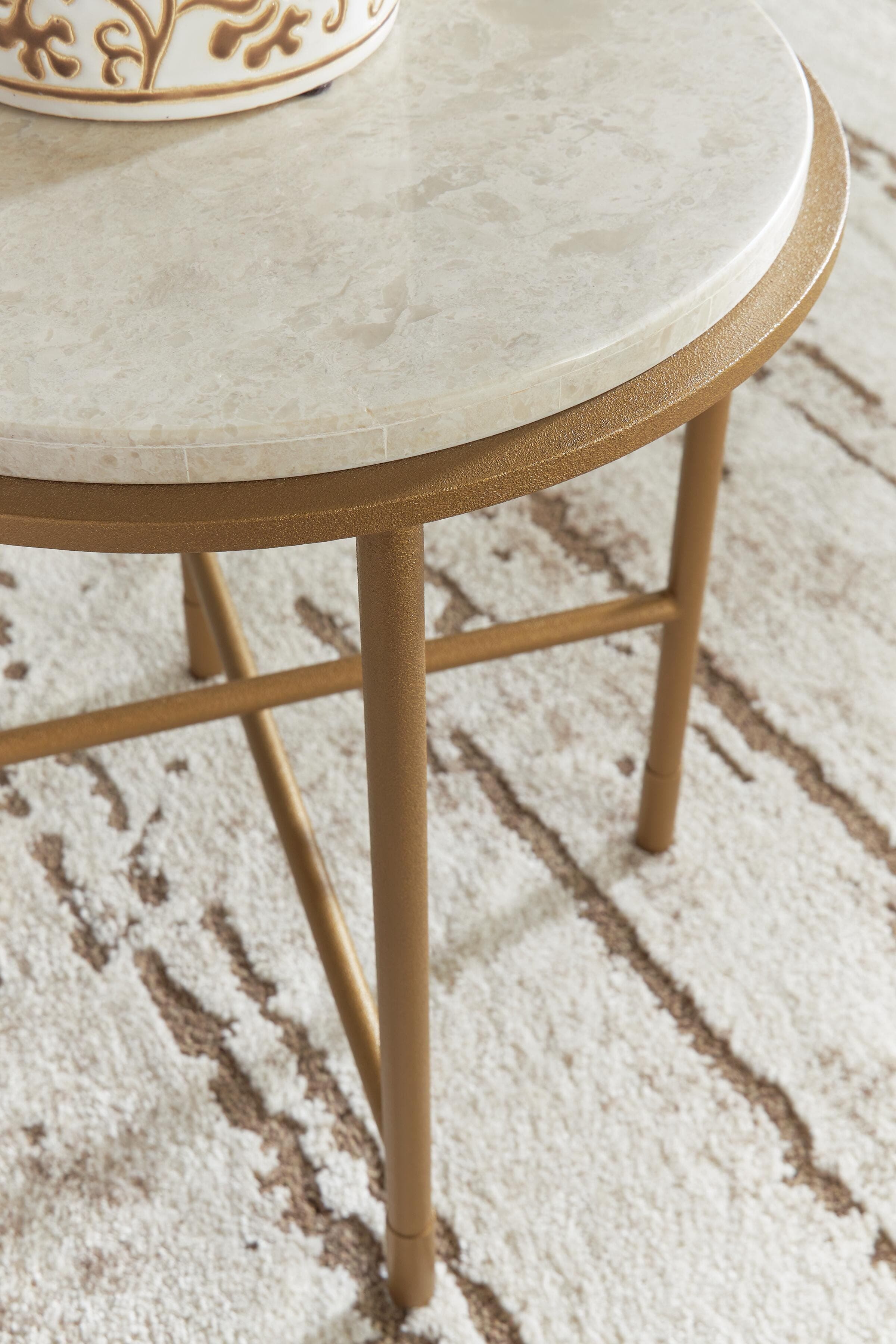 Alben End Table — White & Metallic — view 4