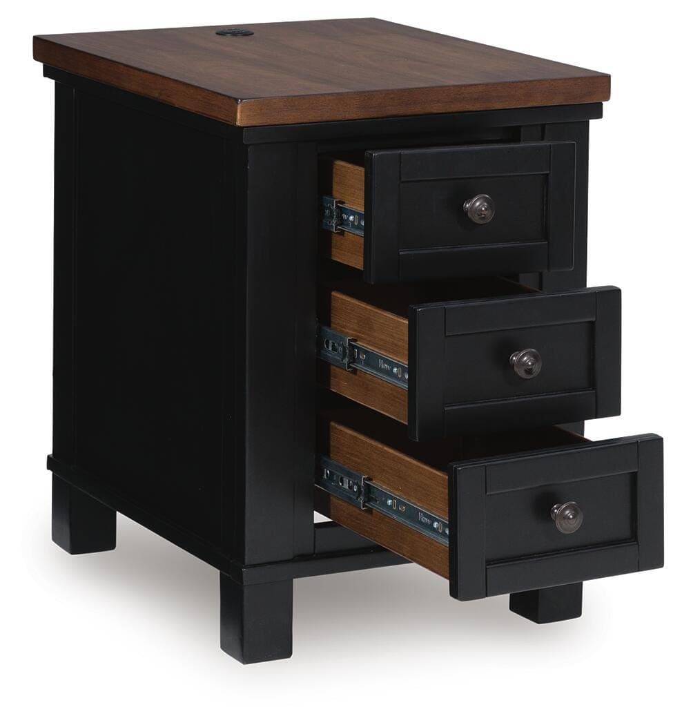 Wildenauer Chairside End Table — Black/Gray & Brown/Beige — view 3
