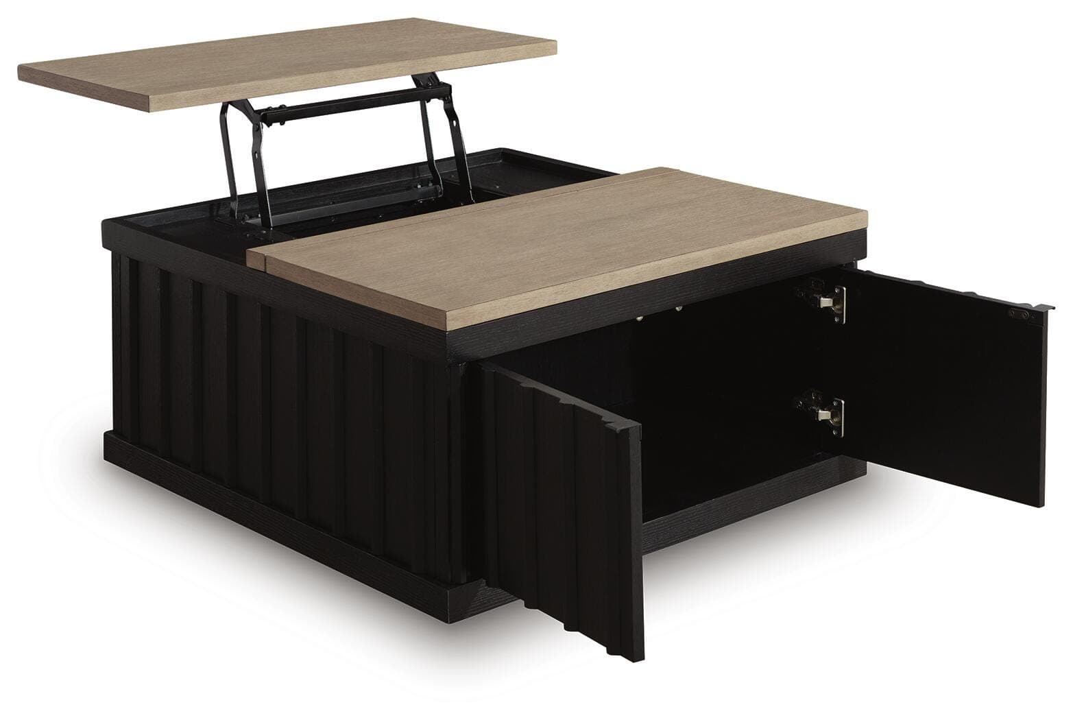 Rylandyn Lift-Top Coffee Table — Black/Gray & Brown/Beige — view 3