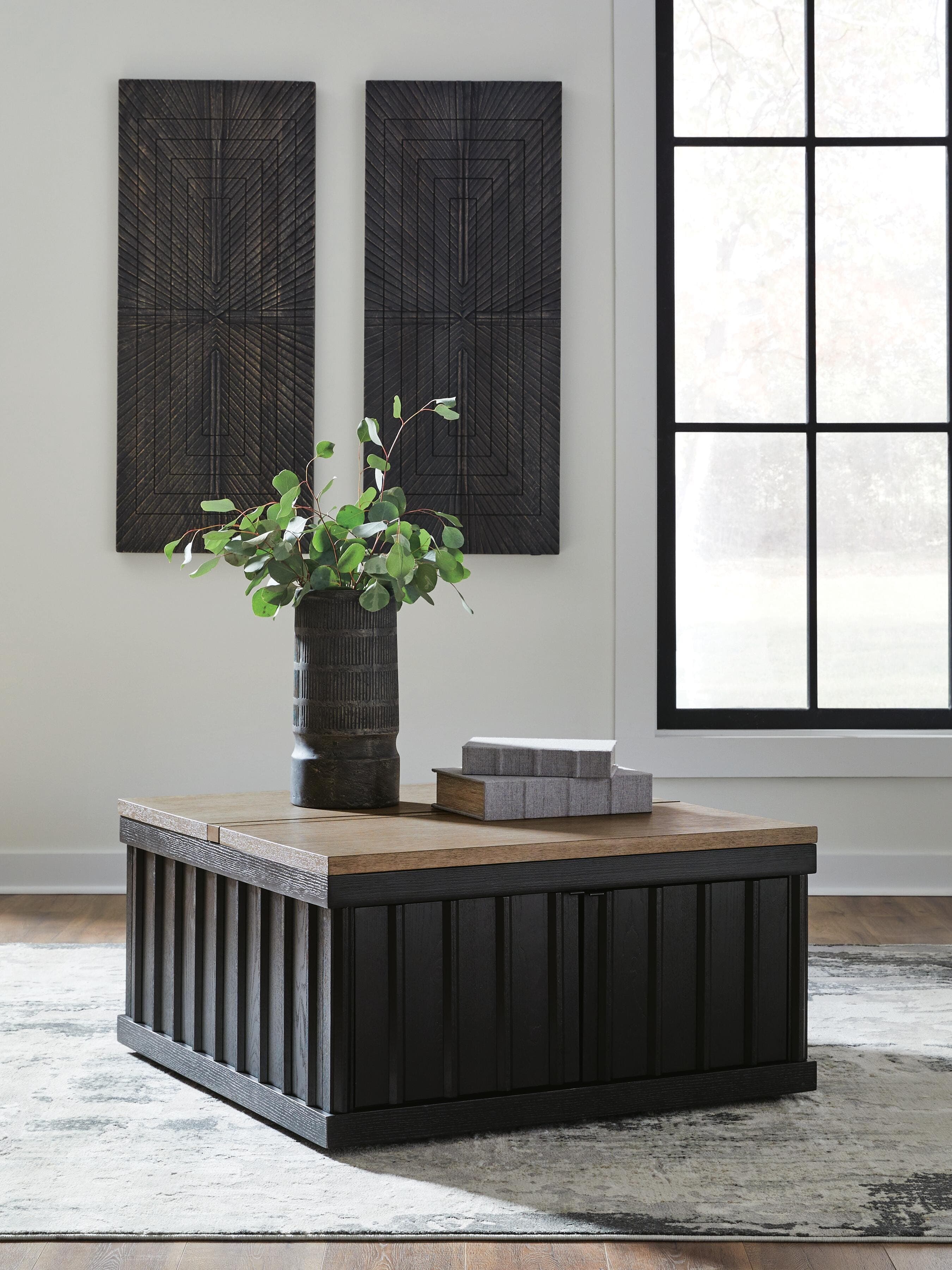 Rylandyn Lift-Top Coffee Table — Black/Gray & Brown/Beige — view 2
