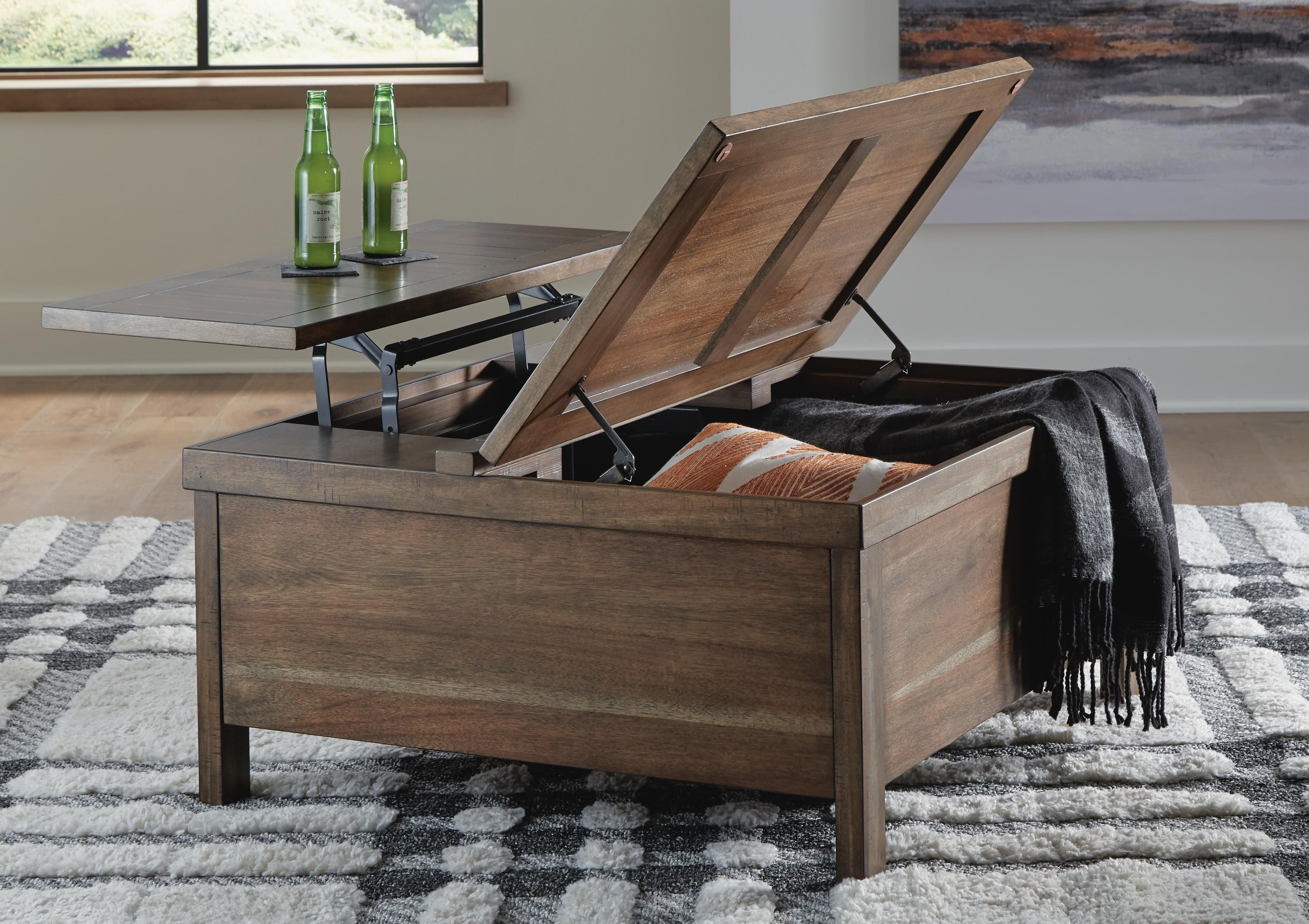 Moriville Lift-Top Coffee Table — Brown/Beige — view 6
