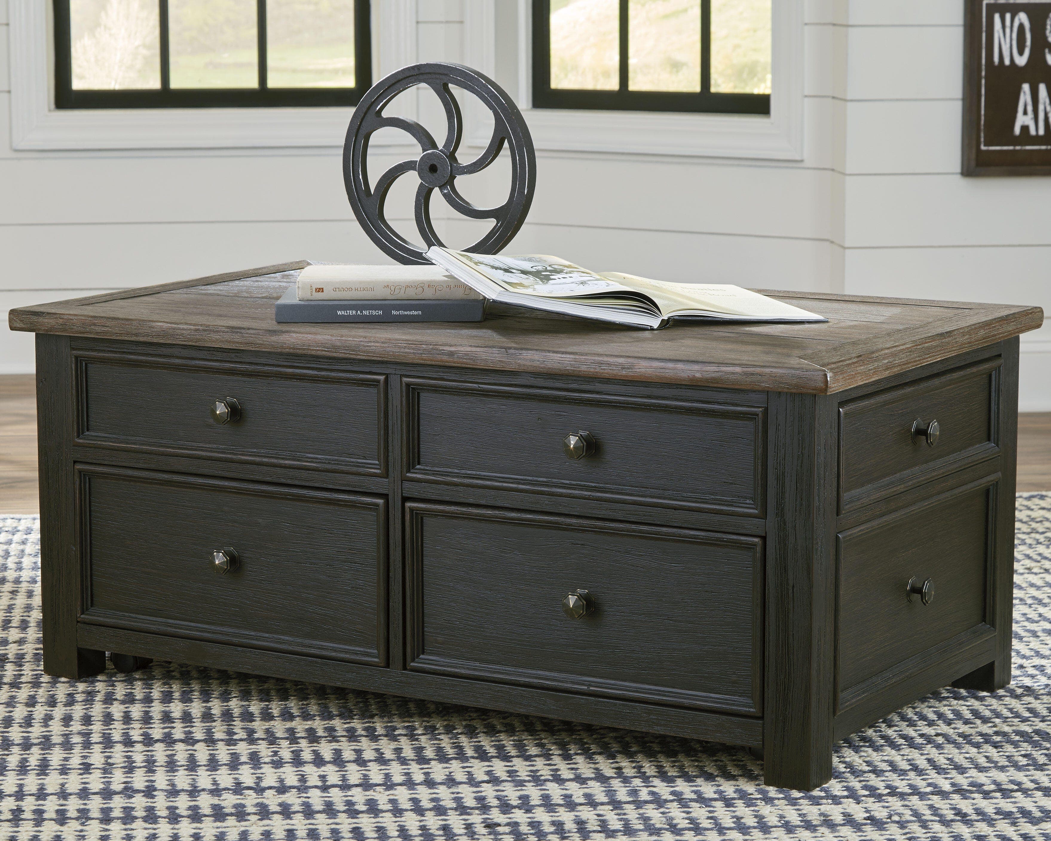 Tyler Creek Coffee Table with Lift Top — Brown/Beige — view 2
