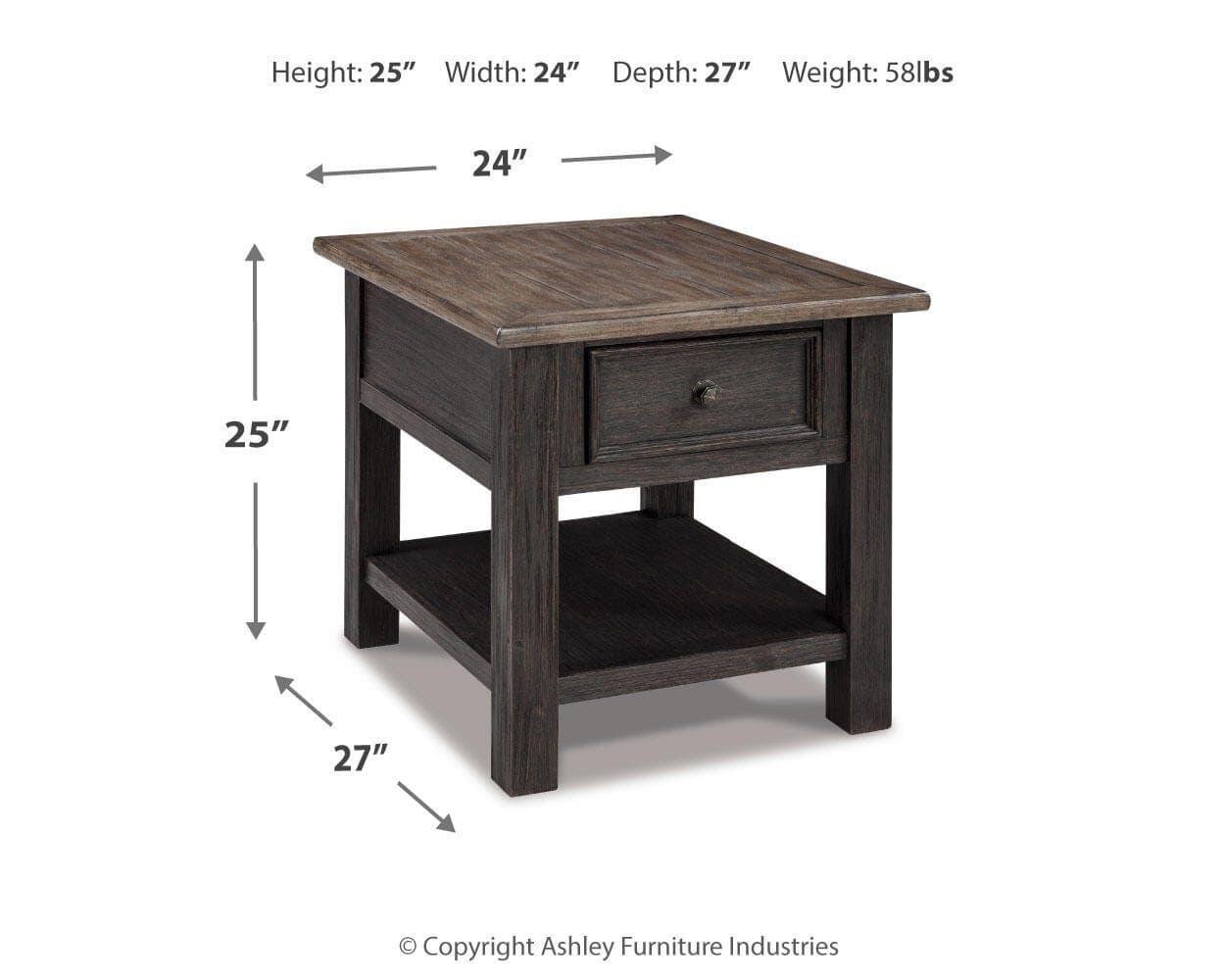 Tyler Creek End Table — Brown/Beige — view 4