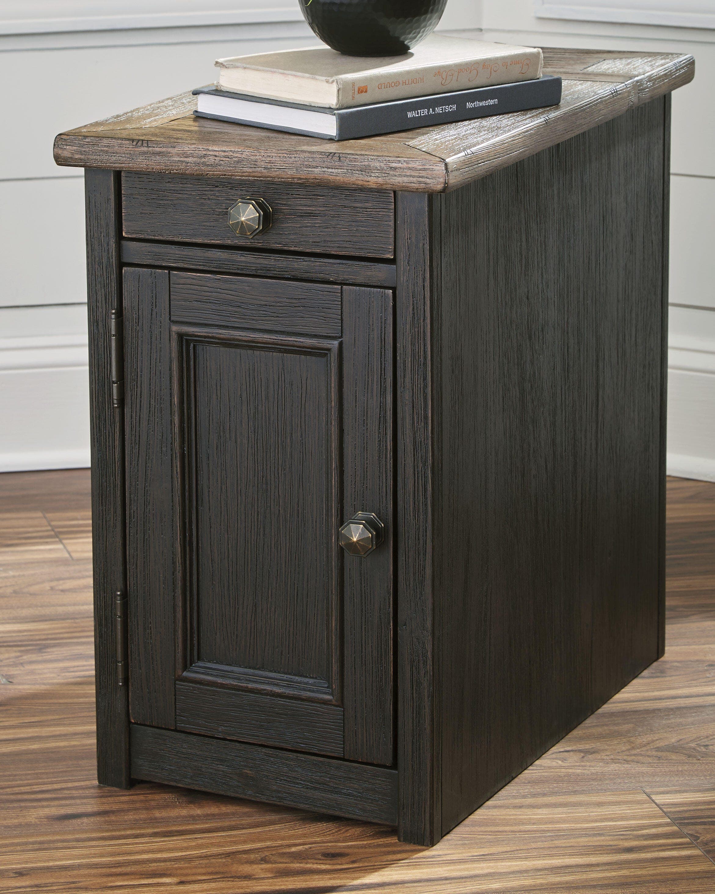 Tyler Creek Chairside End Table with USB Ports & Outlets — Brown/Beige — view 2