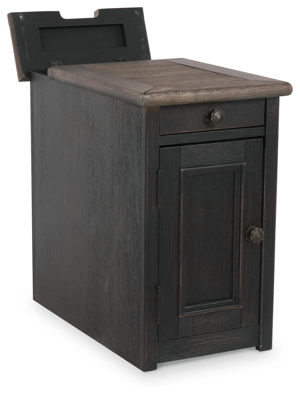 Tyler Creek Chairside End Table with USB Ports & Outlets — Brown/Beige — view 3
