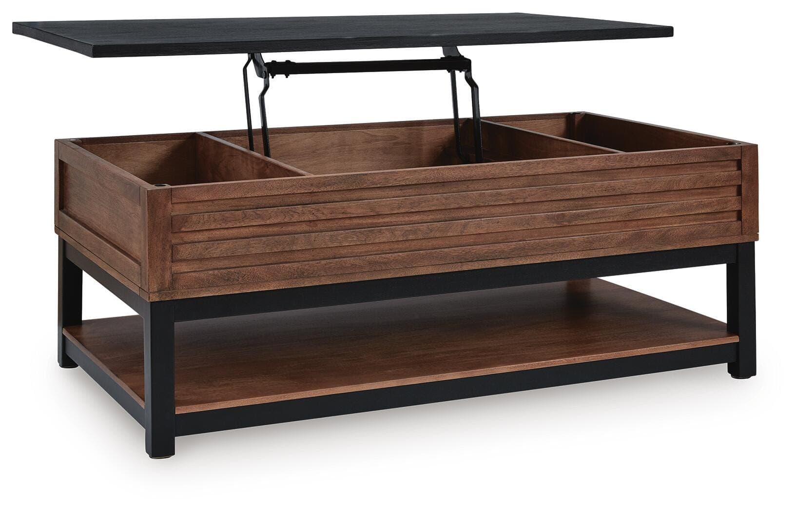 Kallari Lift-Top Coffee Table — Black/Gray & Brown/Beige — view 3