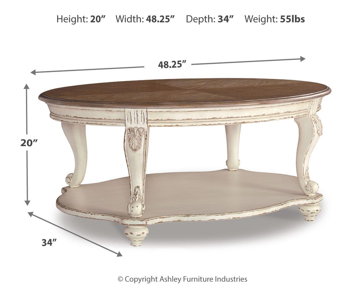 Realyn Coffee Table — White & Brown/Beige — view 4