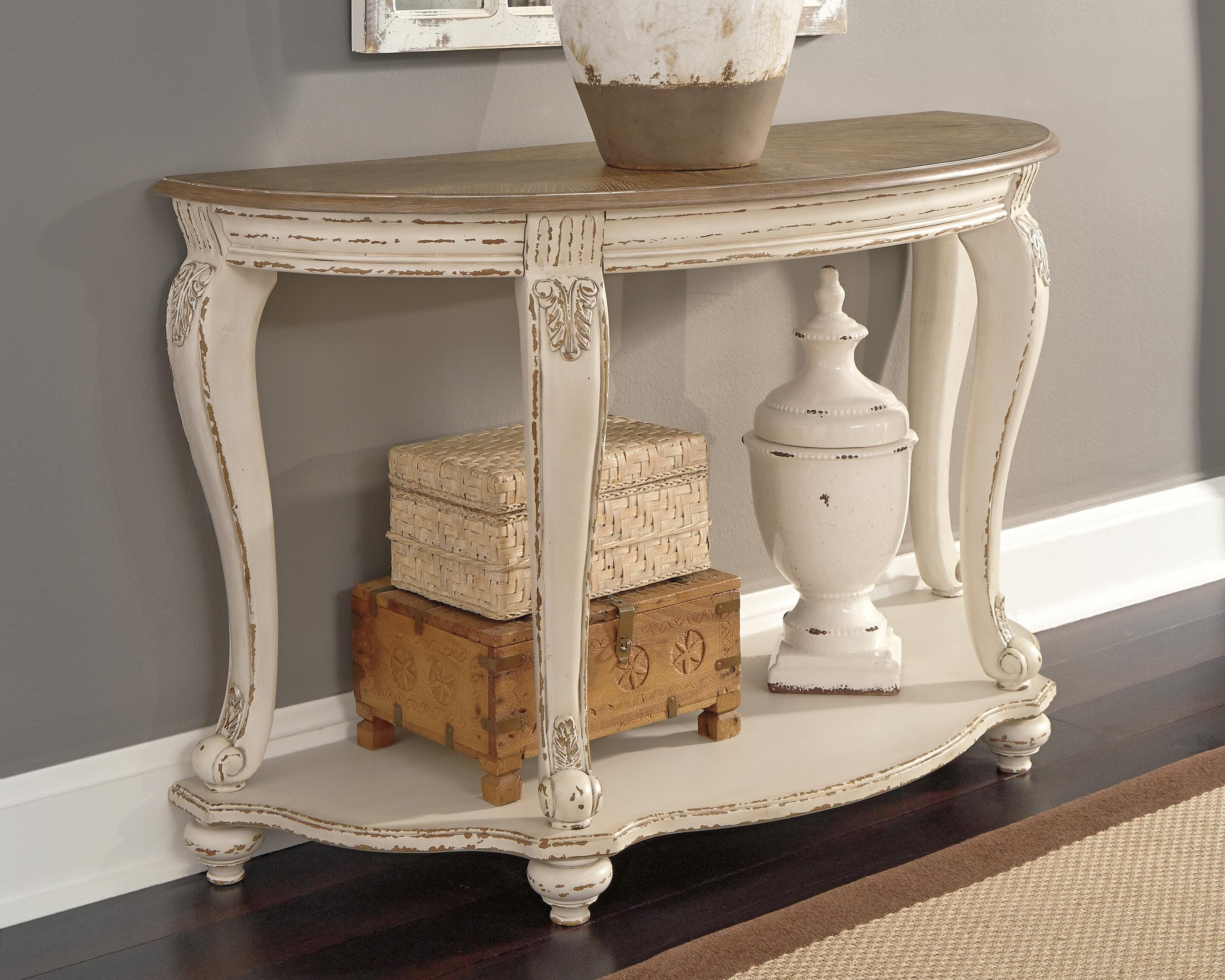 Realyn Sofa Table — White & Brown/Beige — view 2
