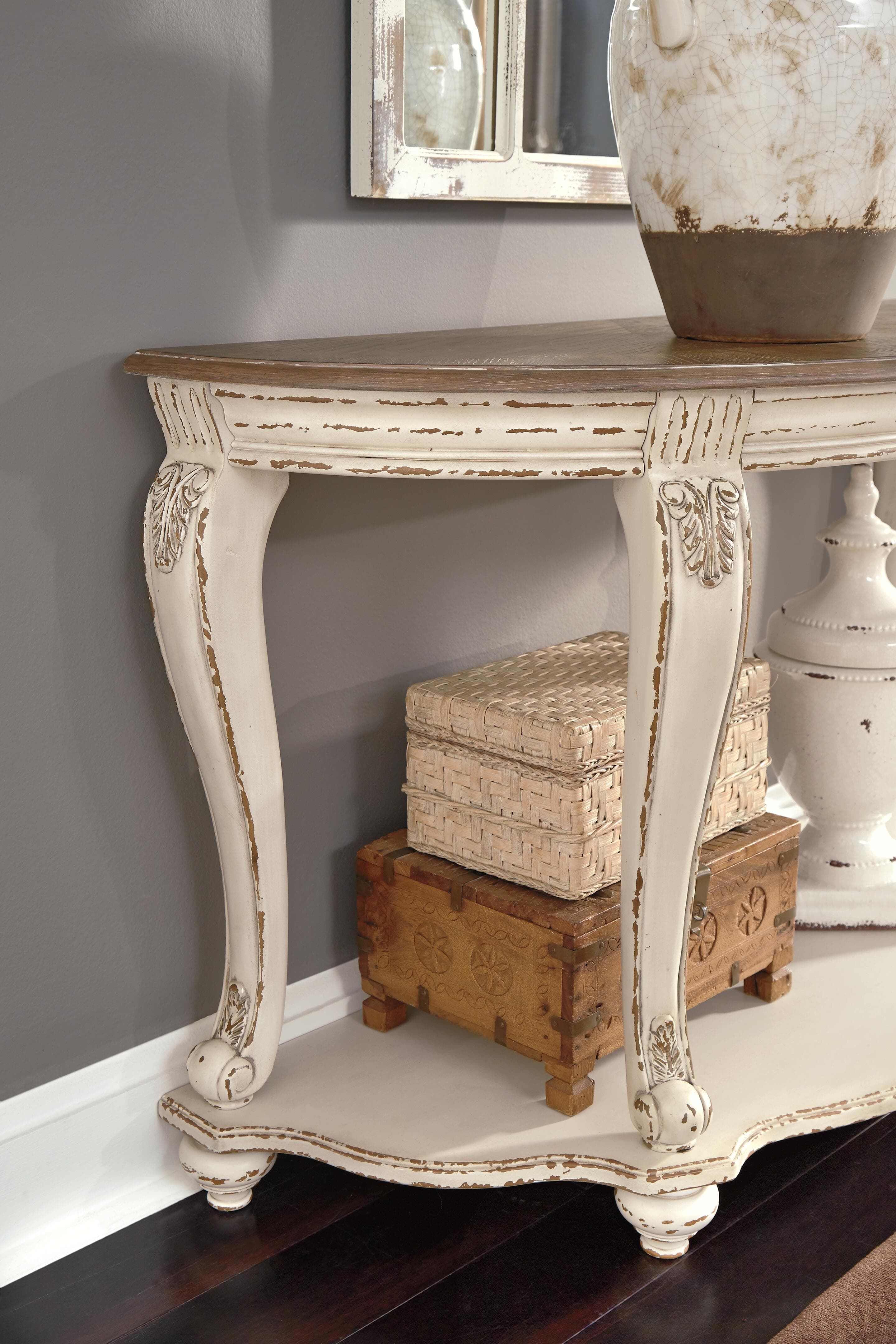 Realyn Sofa Table — White & Brown/Beige — view 7