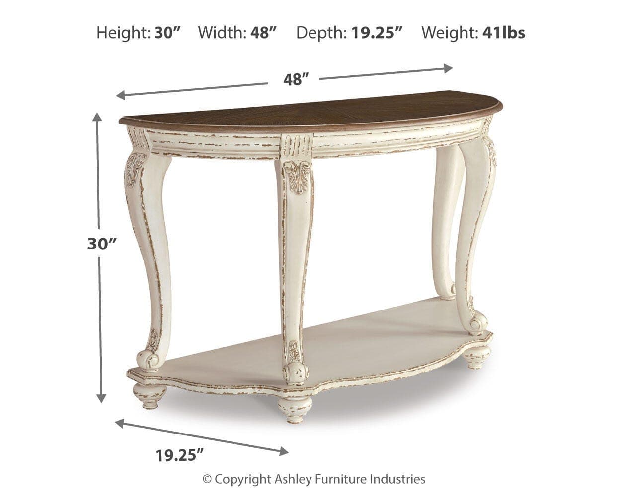 Realyn Sofa Table — White & Brown/Beige — view 4