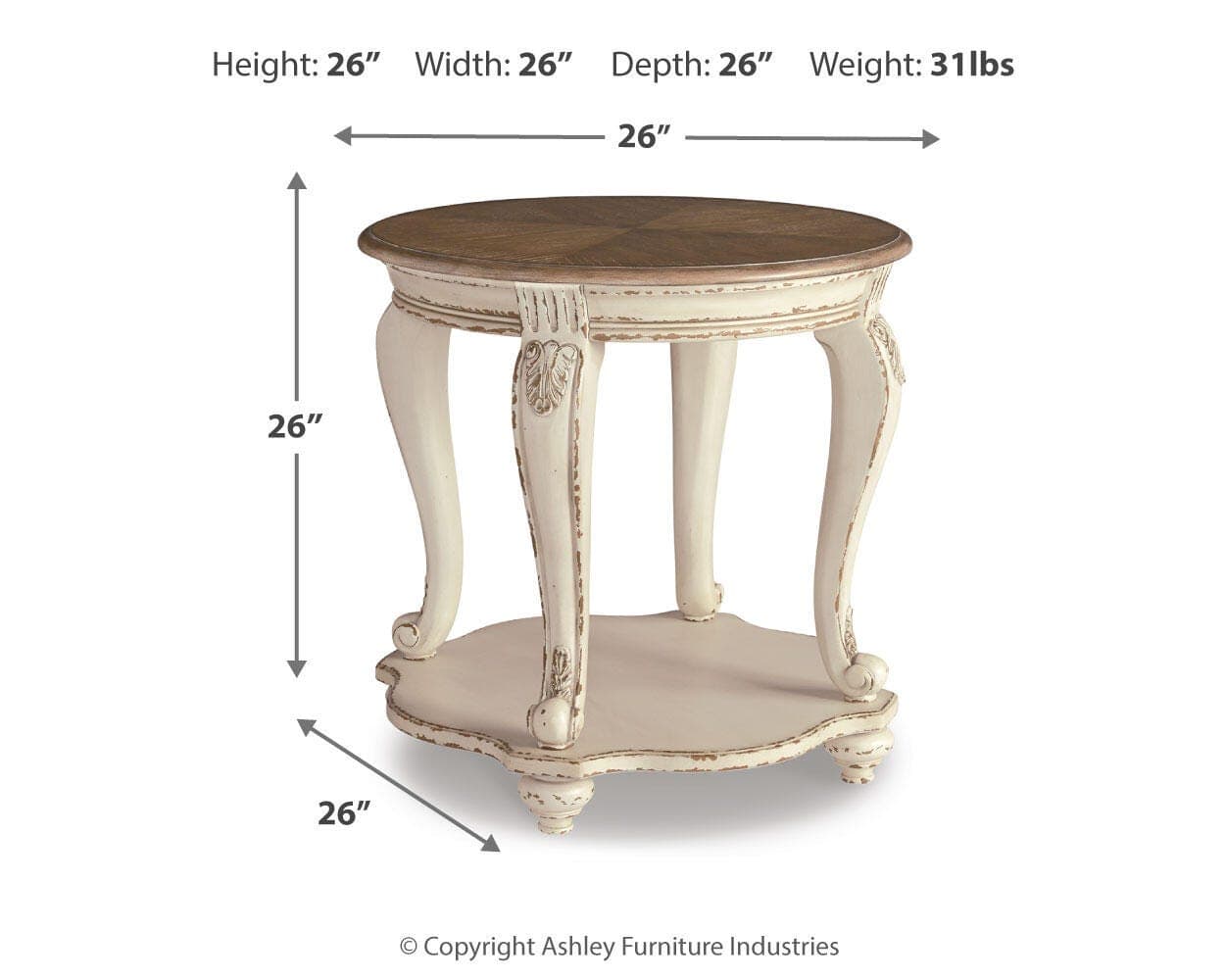 Realyn End Table — White & Brown/Beige — view 4