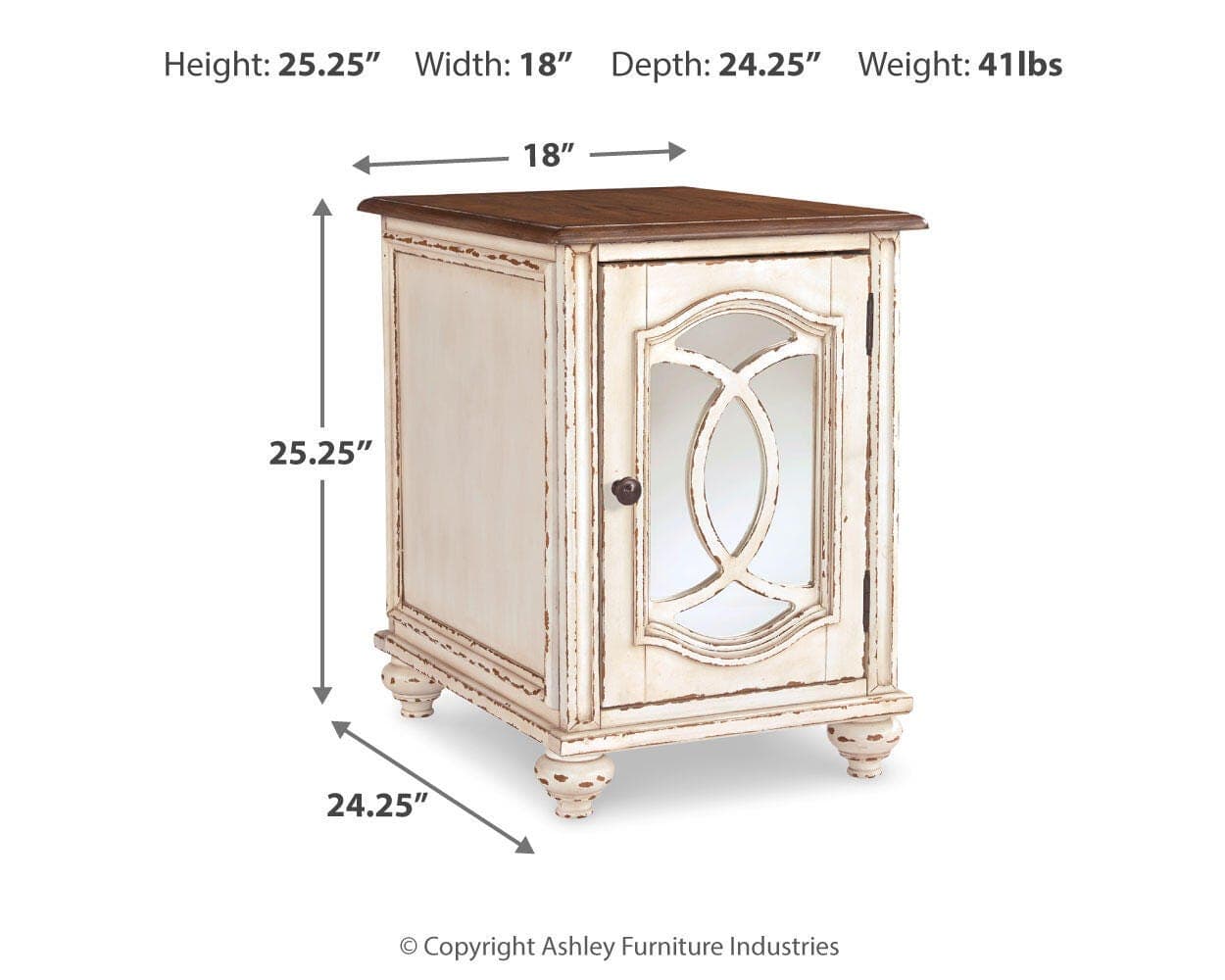 Realyn Chairside End Table — White & Brown/Beige — view 4