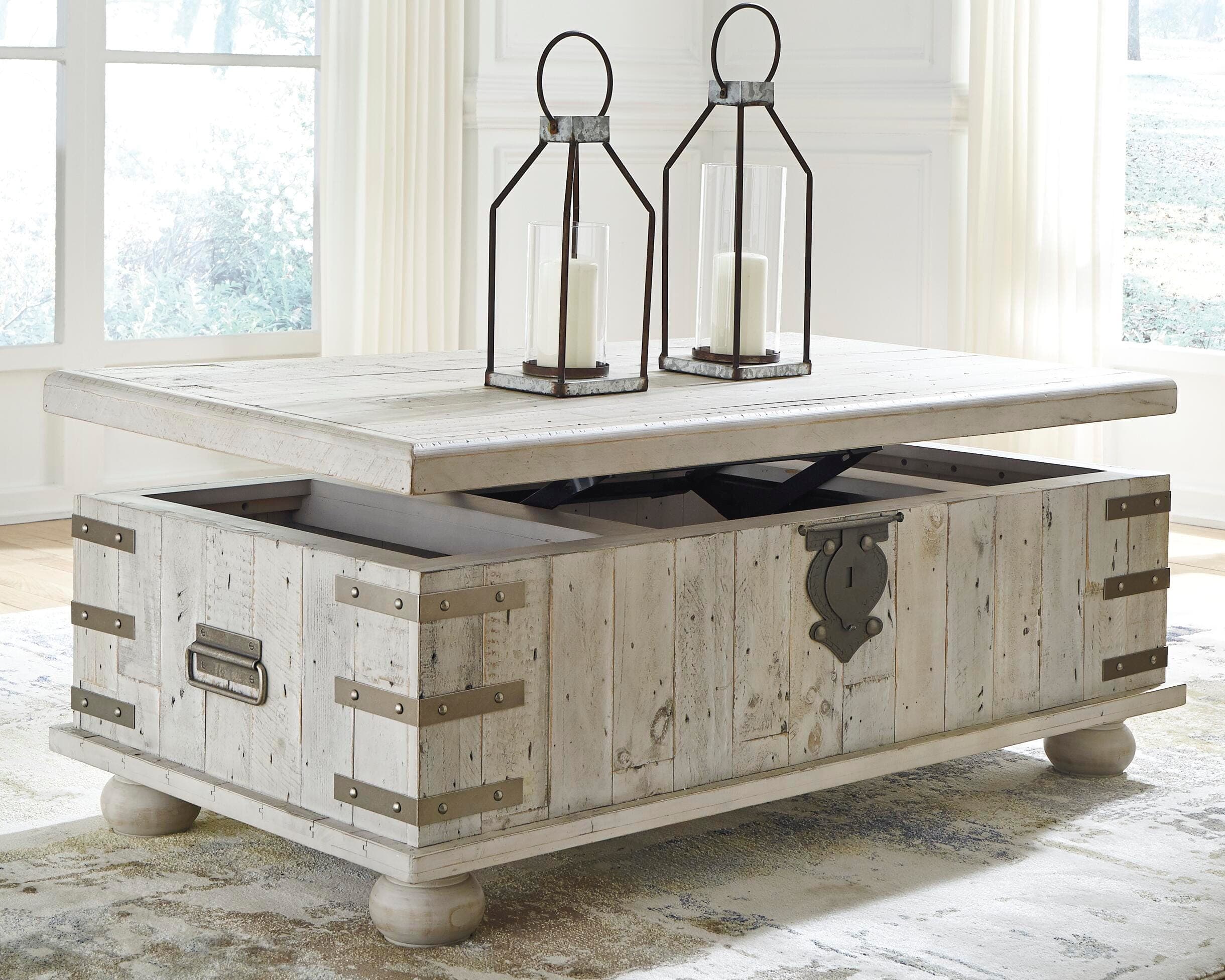 Carynhurst Coffee Table with Lift Top — White — view 5