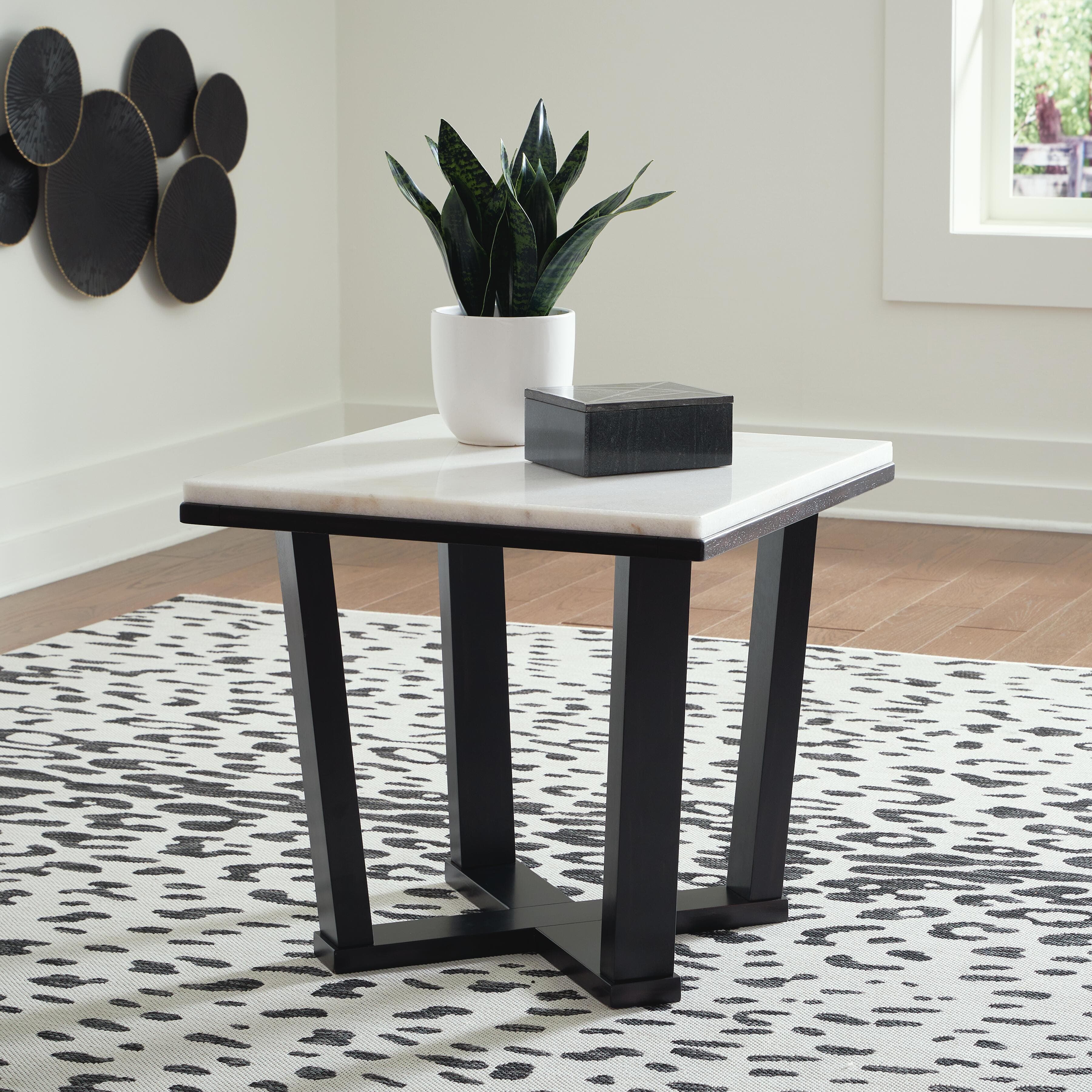 Fostead End Table — White & Brown/Beige — view 2