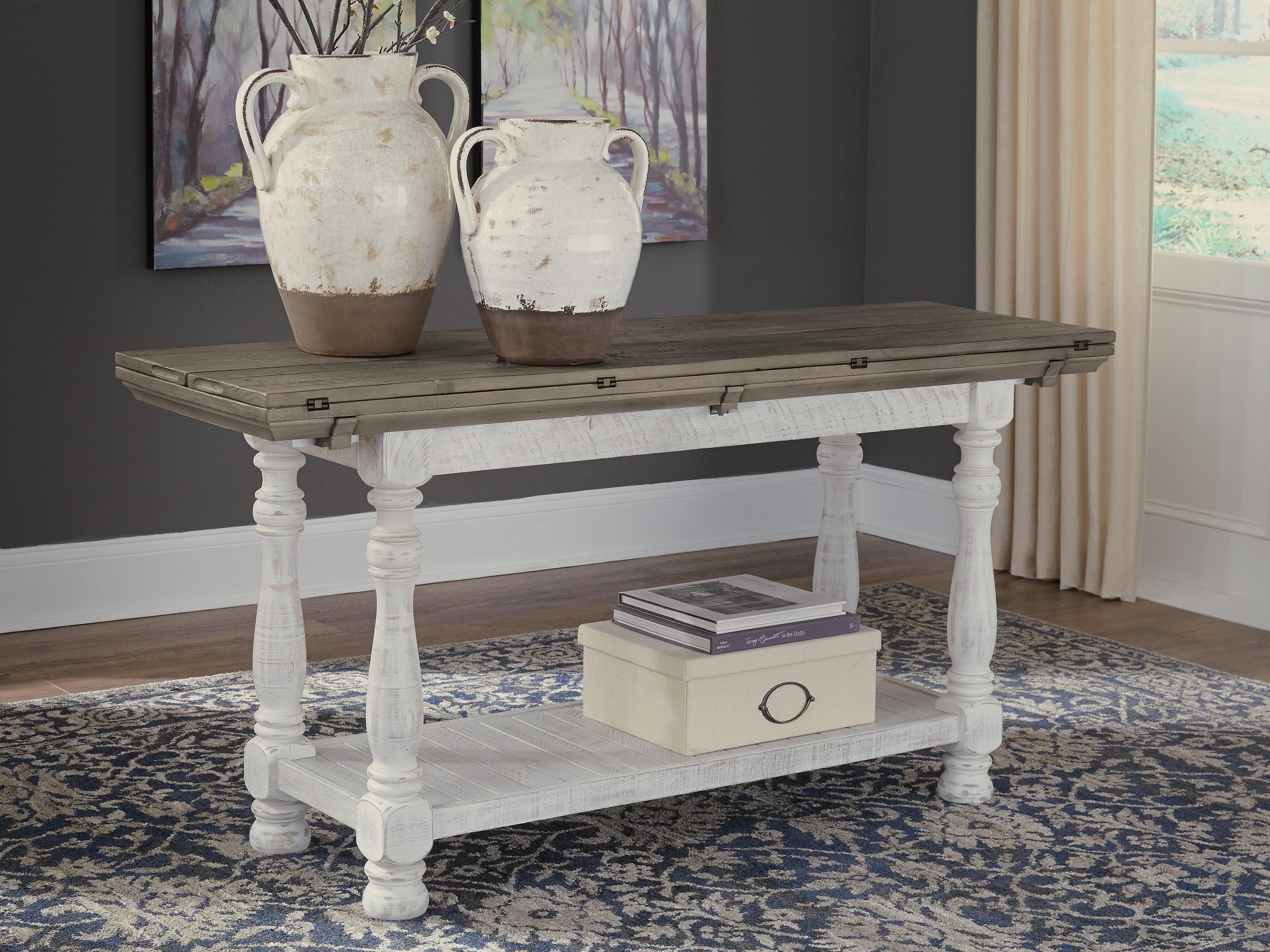 Havalance Sofa/Console Table — White & Brown/Beige — view 2