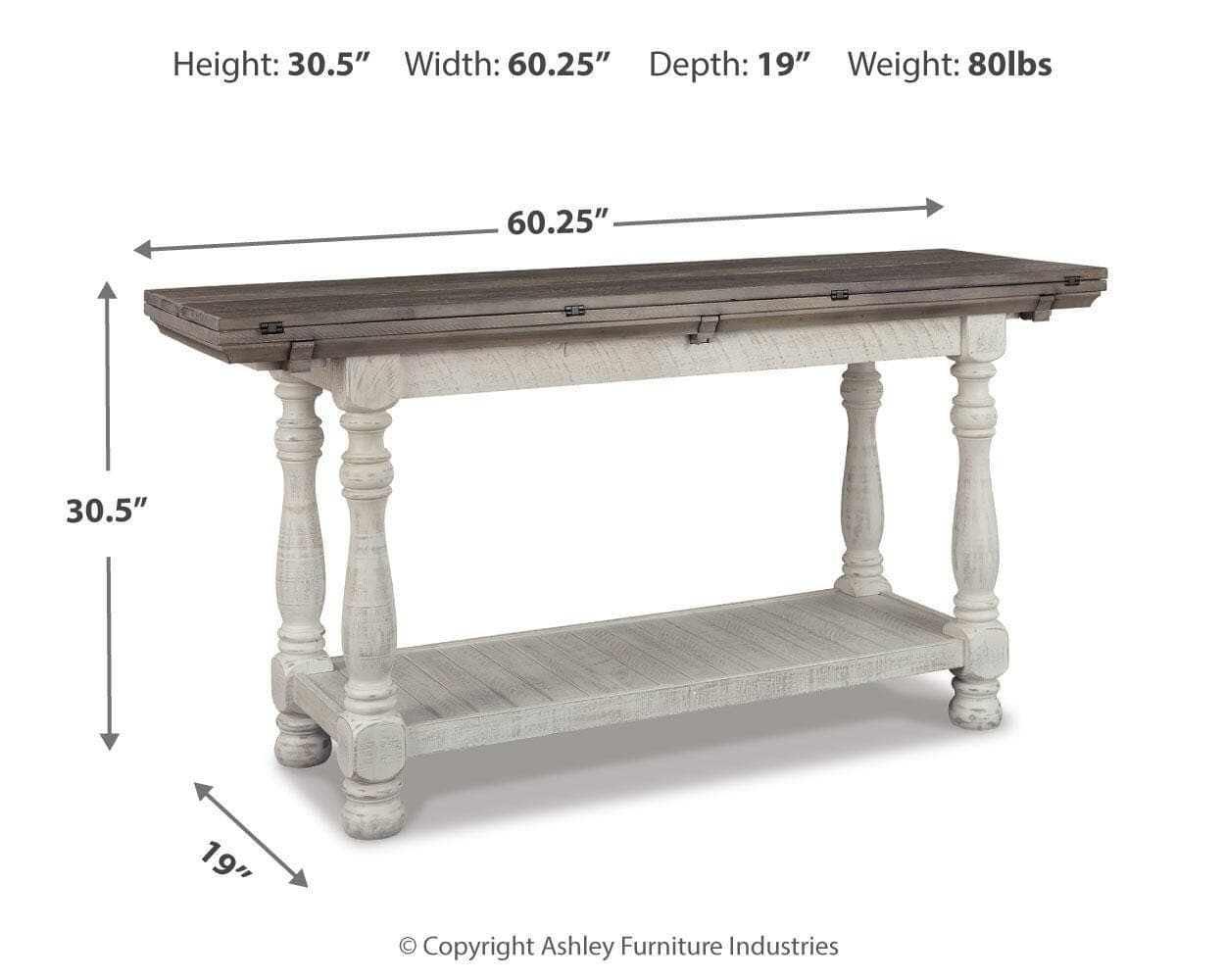 Havalance Sofa/Console Table — White & Brown/Beige — view 4