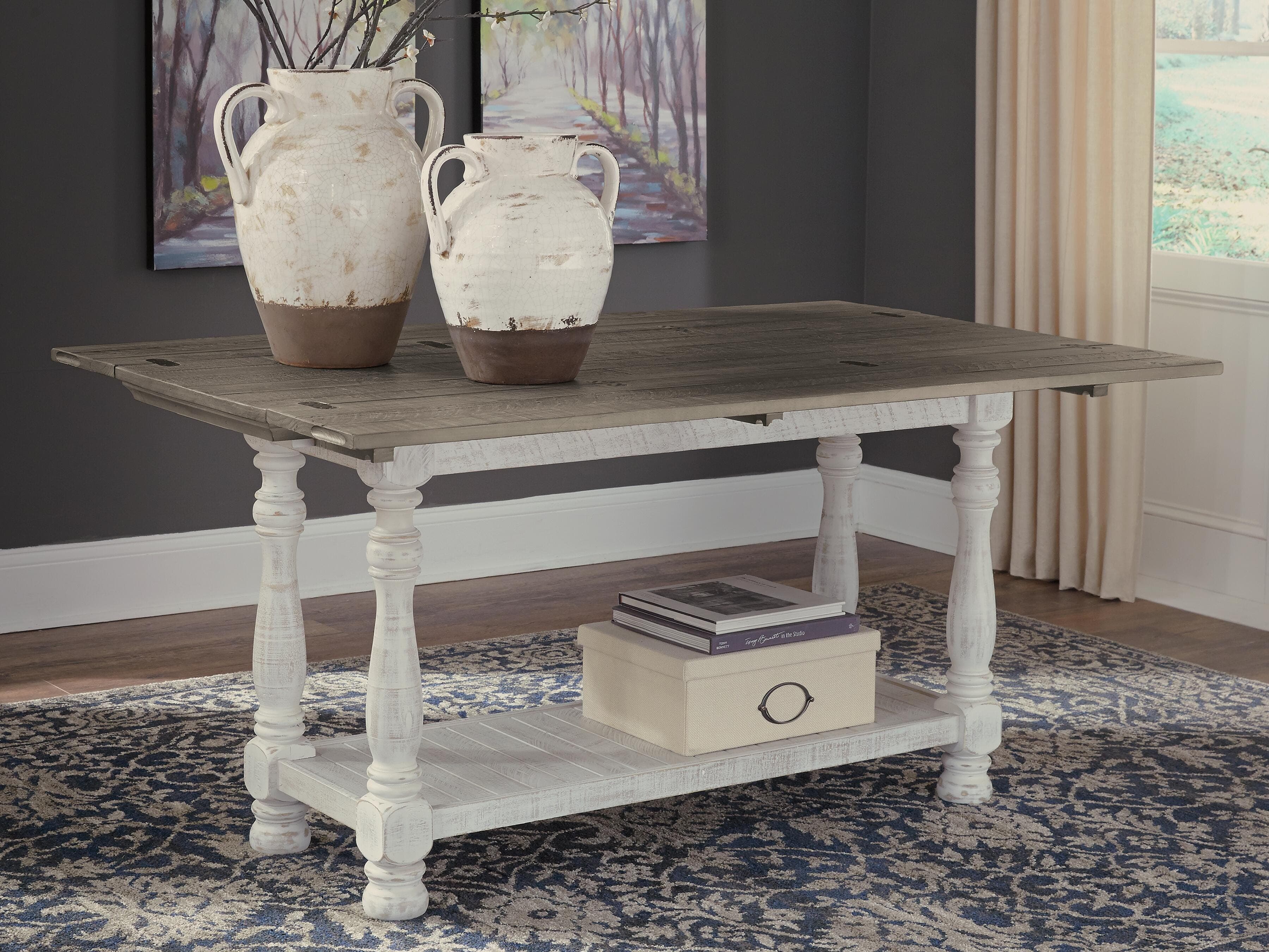 Havalance Sofa/Console Table — White & Brown/Beige — view 7