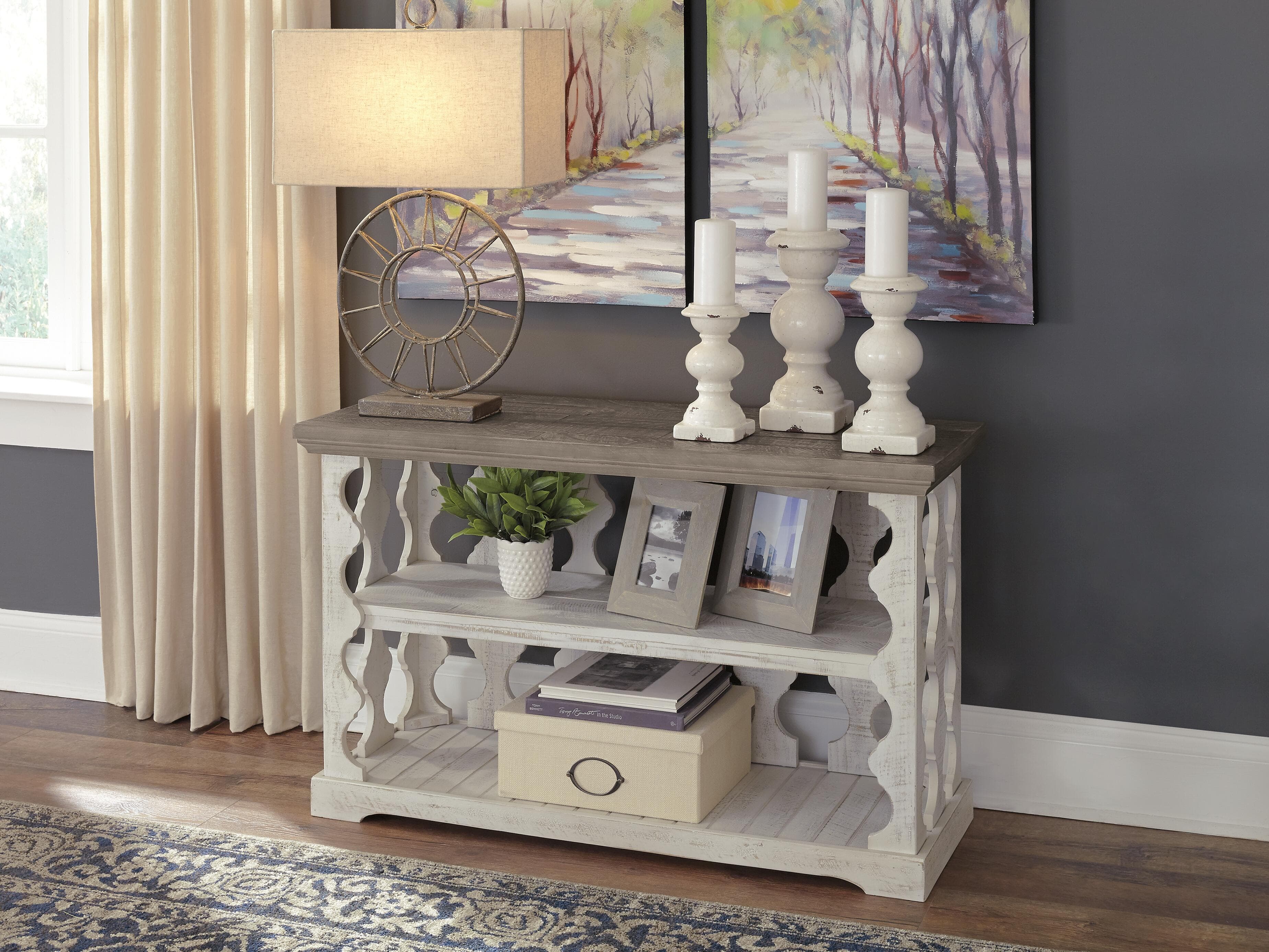 Havalance Sofa/Console Table — White & Brown/Beige — view 2