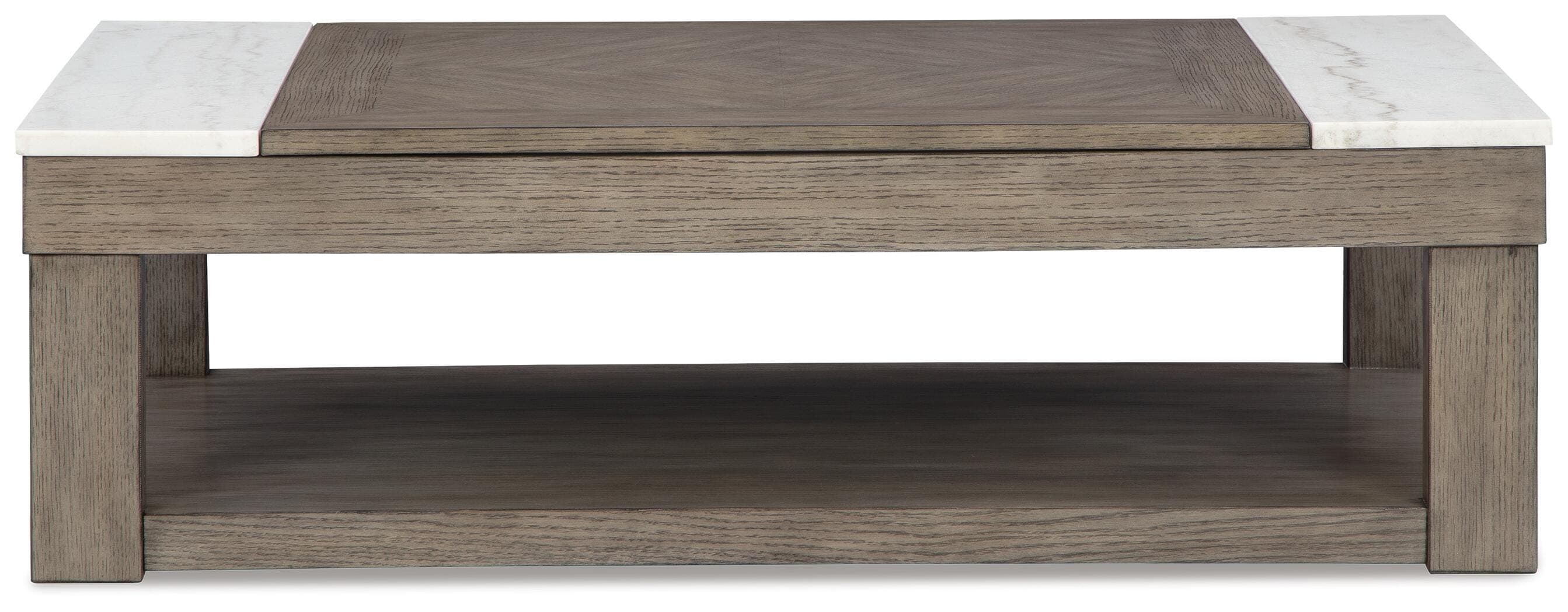 Loyaska Lift-Top Coffee Table — White & Brown/Beige — view 4