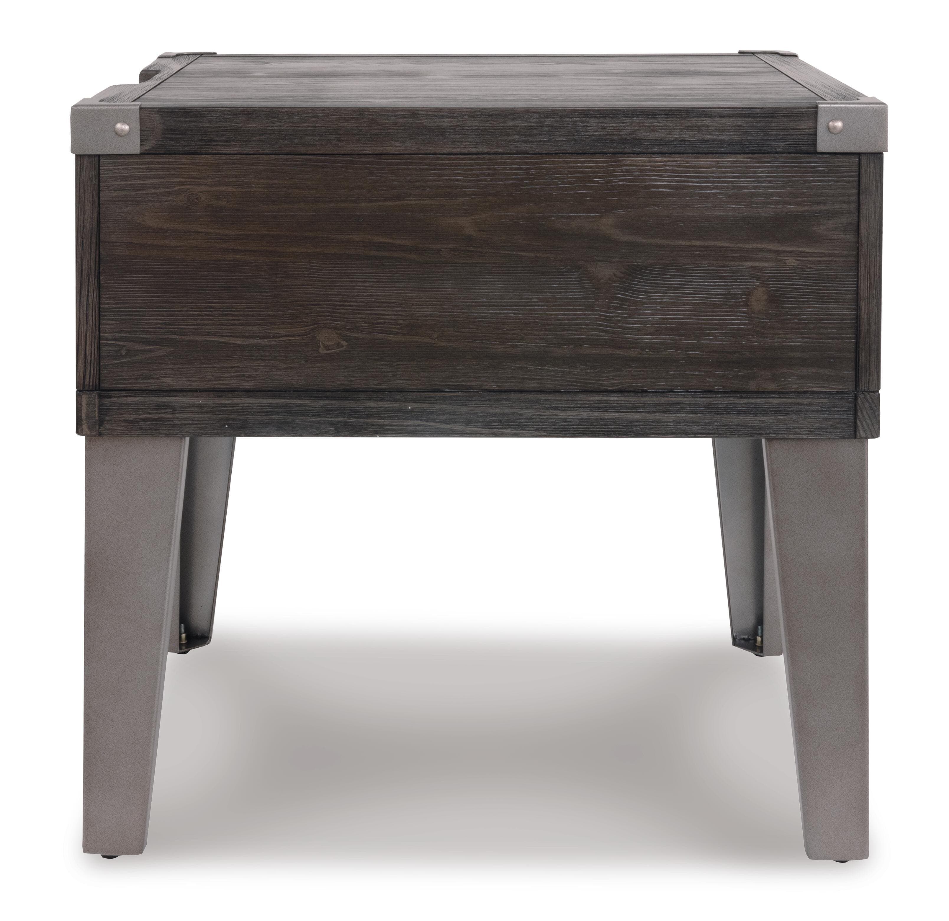 Todoe End Table with USB Ports & Outlets — Black/Gray — view 7