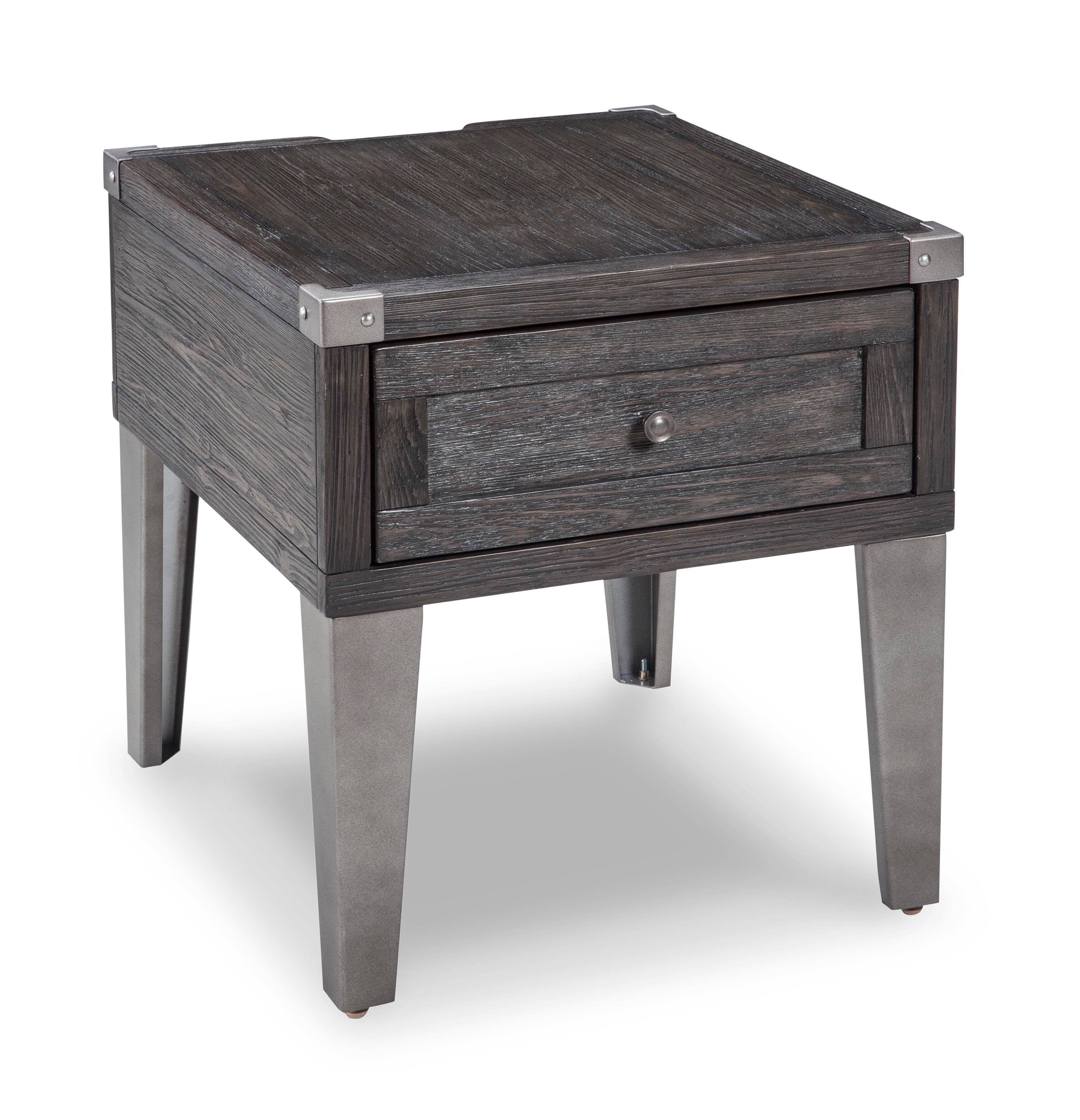 Todoe End Table with USB Ports & Outlets — Black/Gray — view 5
