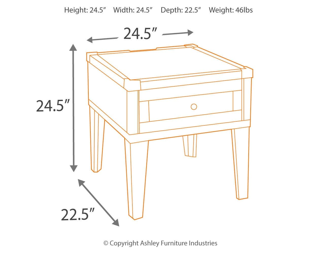 Todoe End Table with USB Ports & Outlets — Black/Gray — view 4