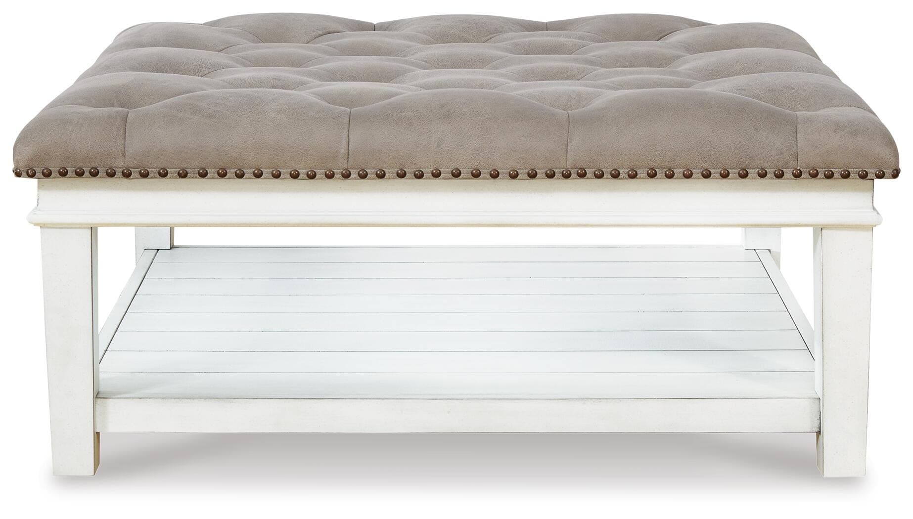 Kanwyn Upholstered Ottoman Coffee Table — White & Brown/Beige — view 4
