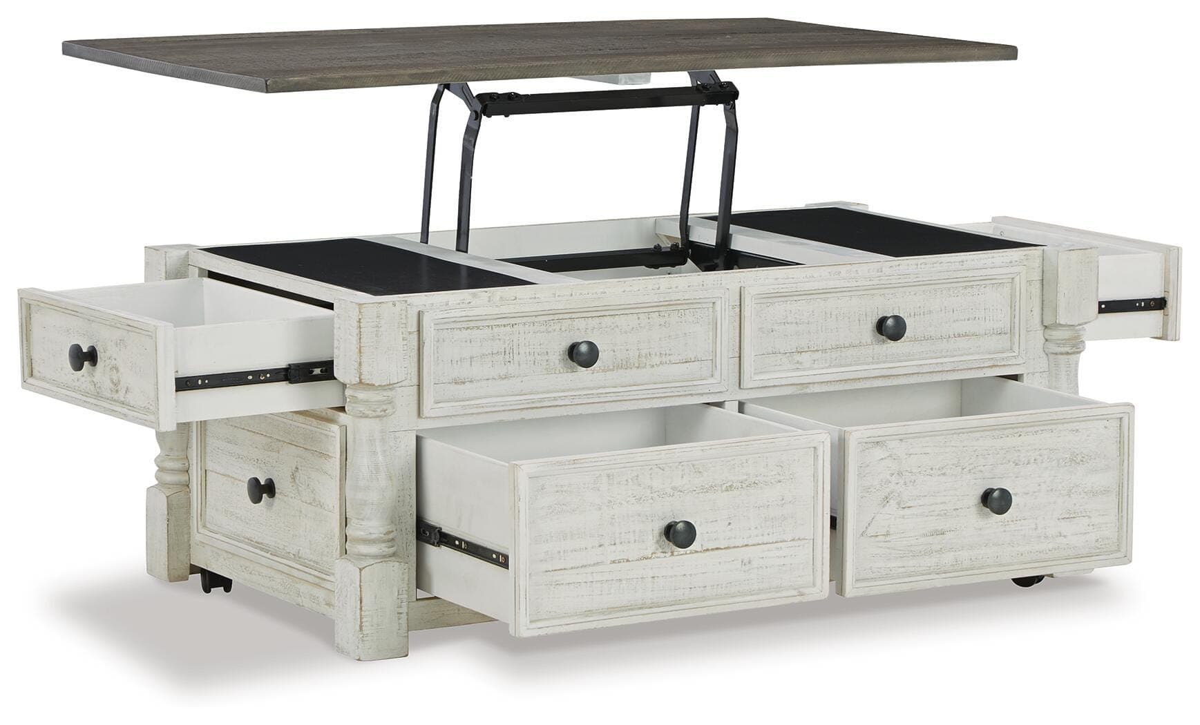 Havalance Lift-Top Coffee Table — White & Black/Gray — view 3
