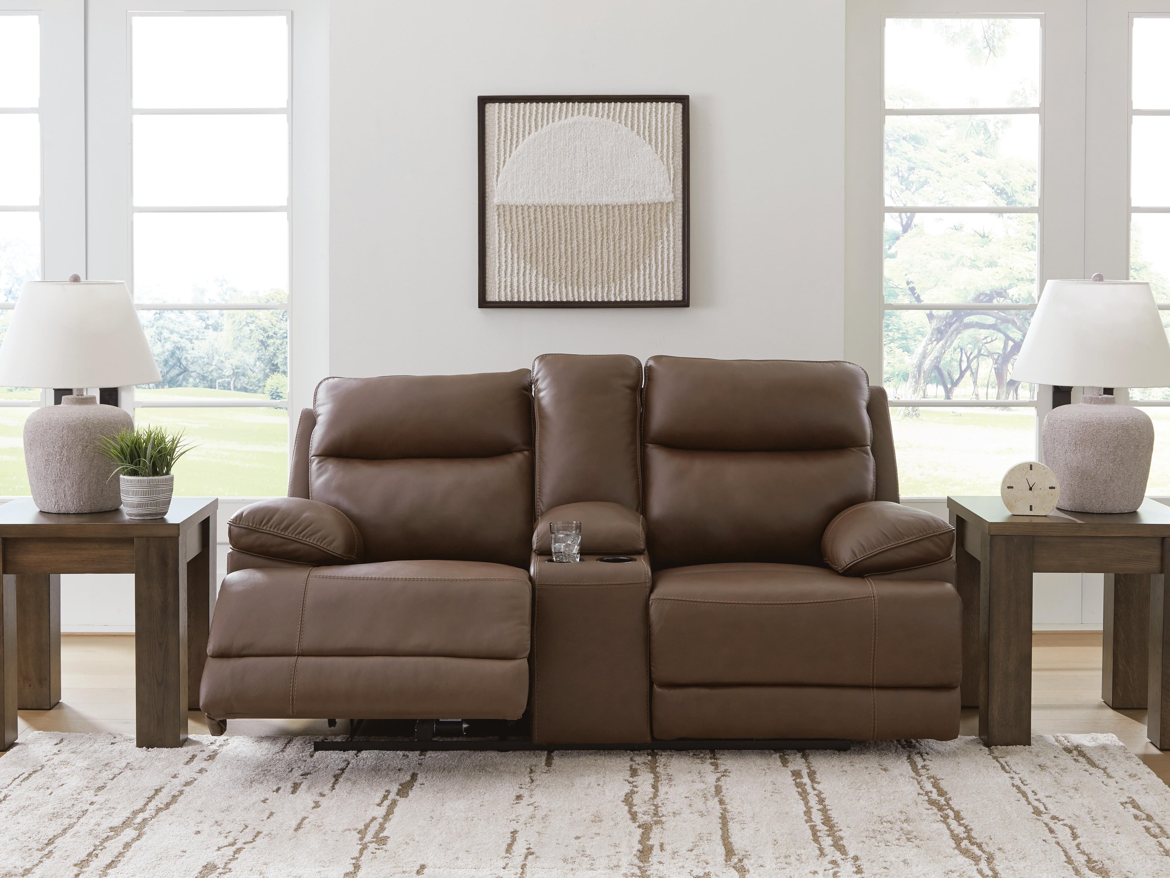 VonRyan Power Reclining Loveseat — Brown/Beige — view 2