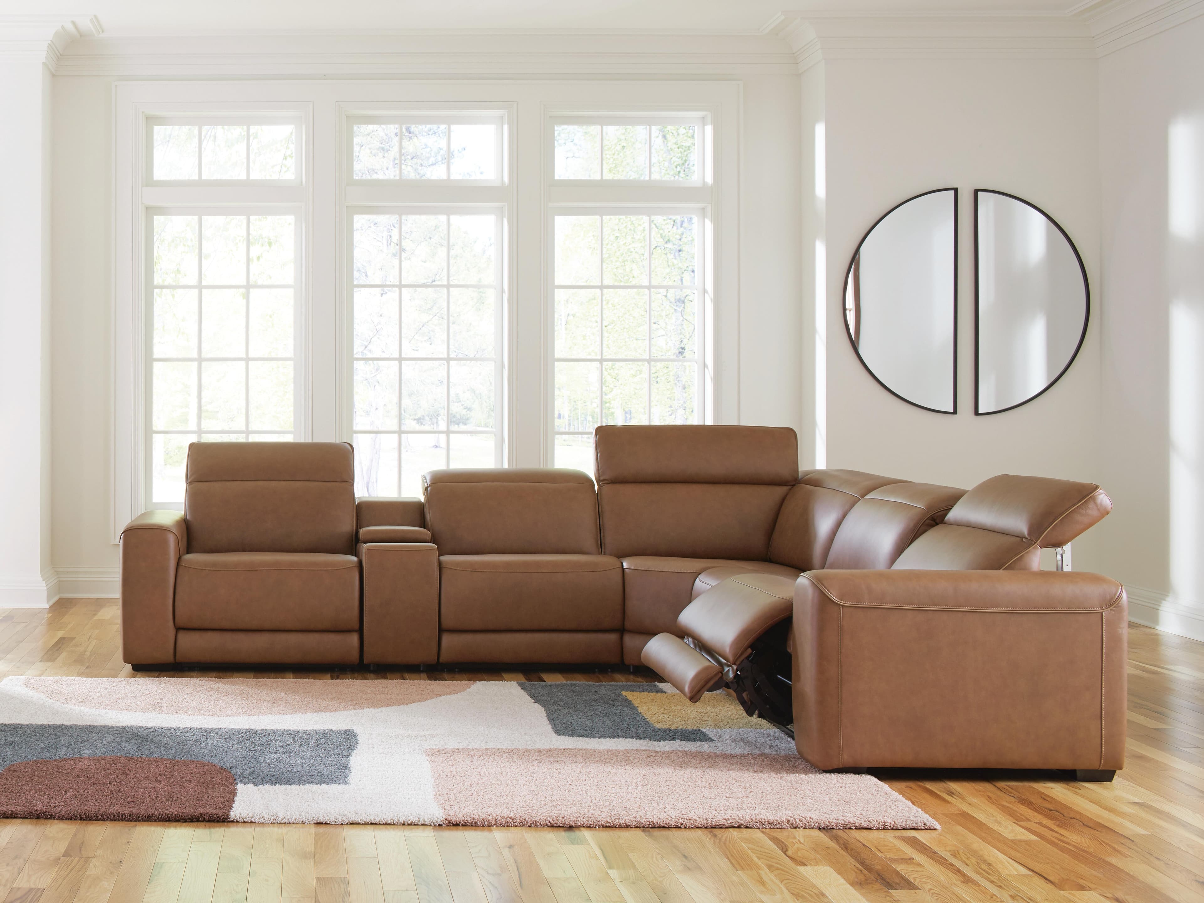 Rally-Up 6-Piece Power Reclining Sectional with Console — Caramel — view 2